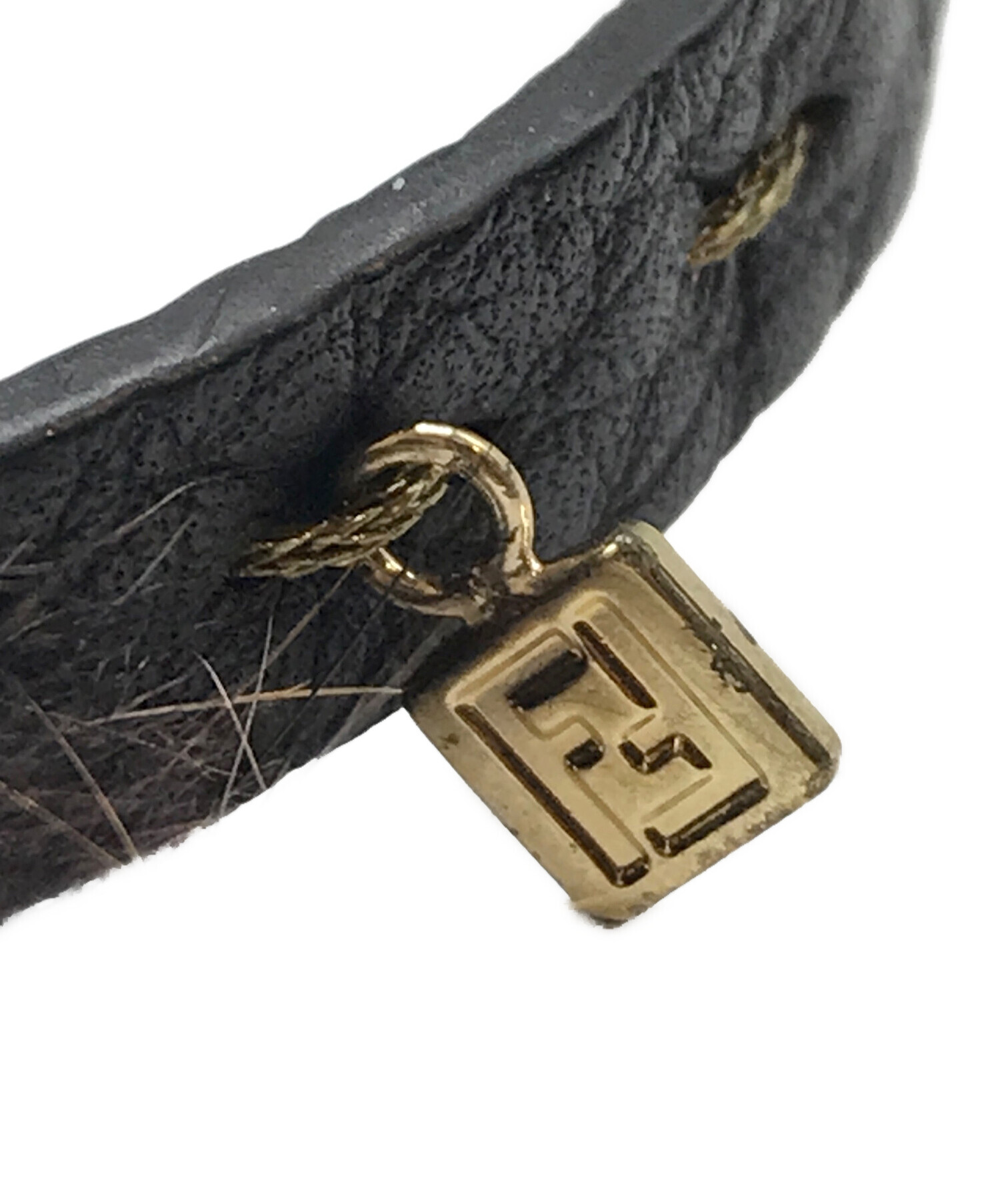 中古・古着通販】FENDI (フェンディ) レザーブレスレット ブラック 未