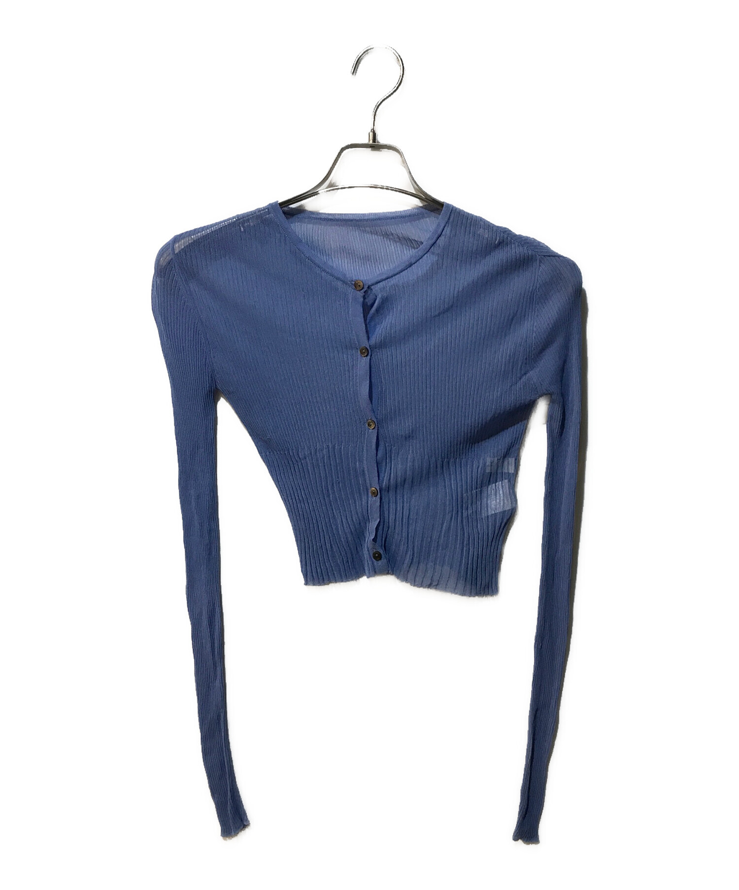 中古・古着通販】Louren (ローレン) sheer short knit cardigan ブルー