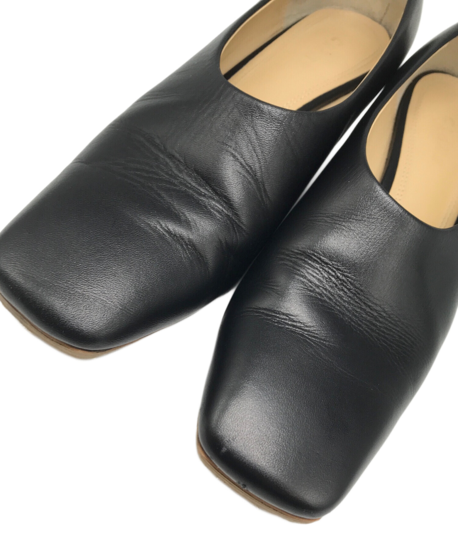 中古・古着通販】CLANE (クラネ) WEDGE SOLE SQUARE PUMPS ブラック