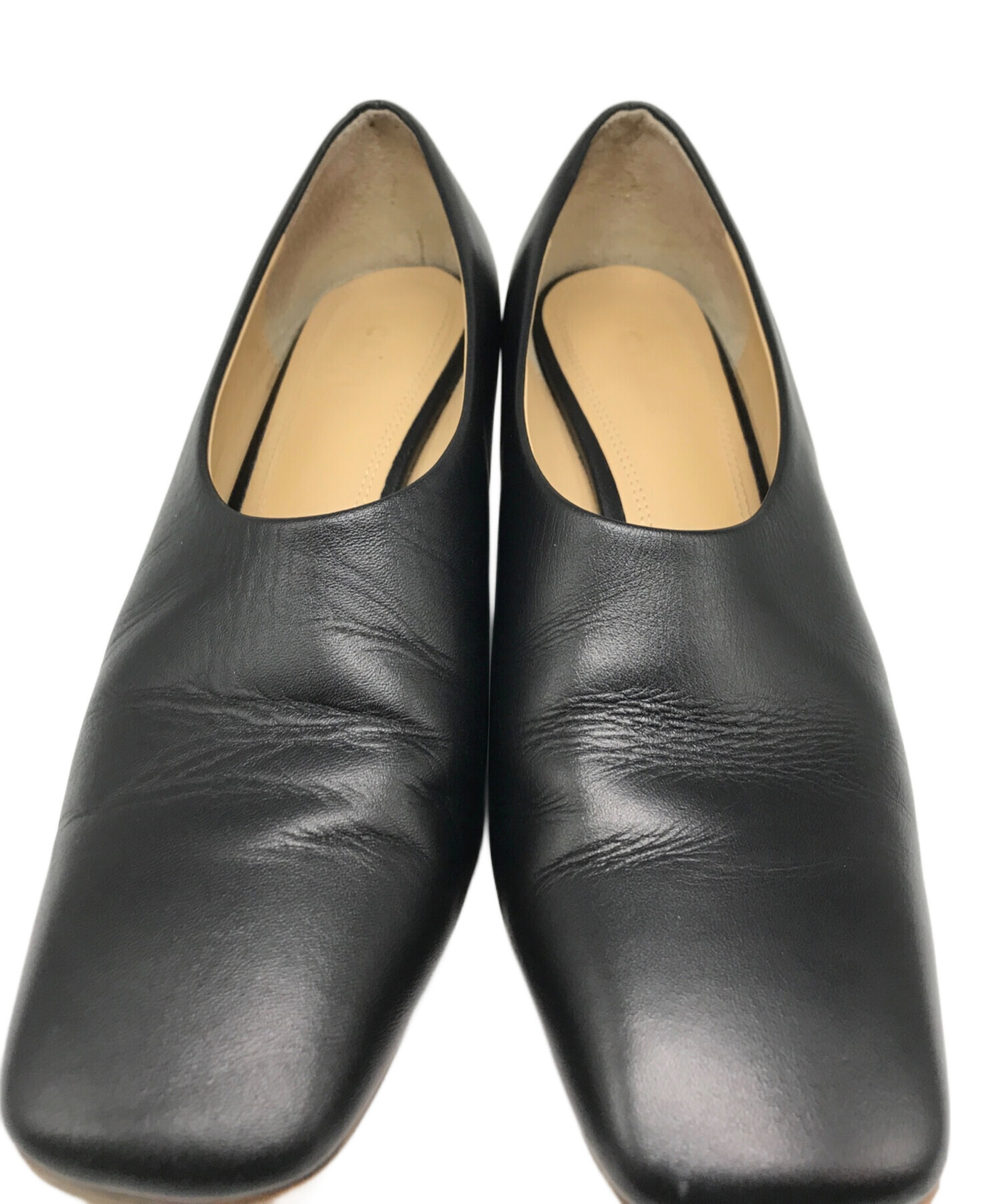 中古・古着通販】CLANE (クラネ) WEDGE SOLE SQUARE PUMPS ブラック