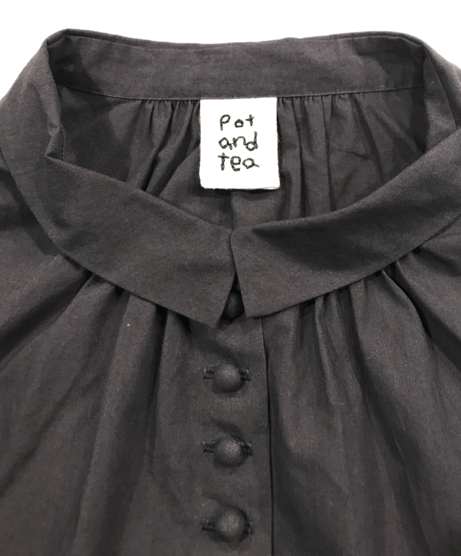 pot and tea 釦たくさん襟付きブラウス サイズL pot and tea 釦