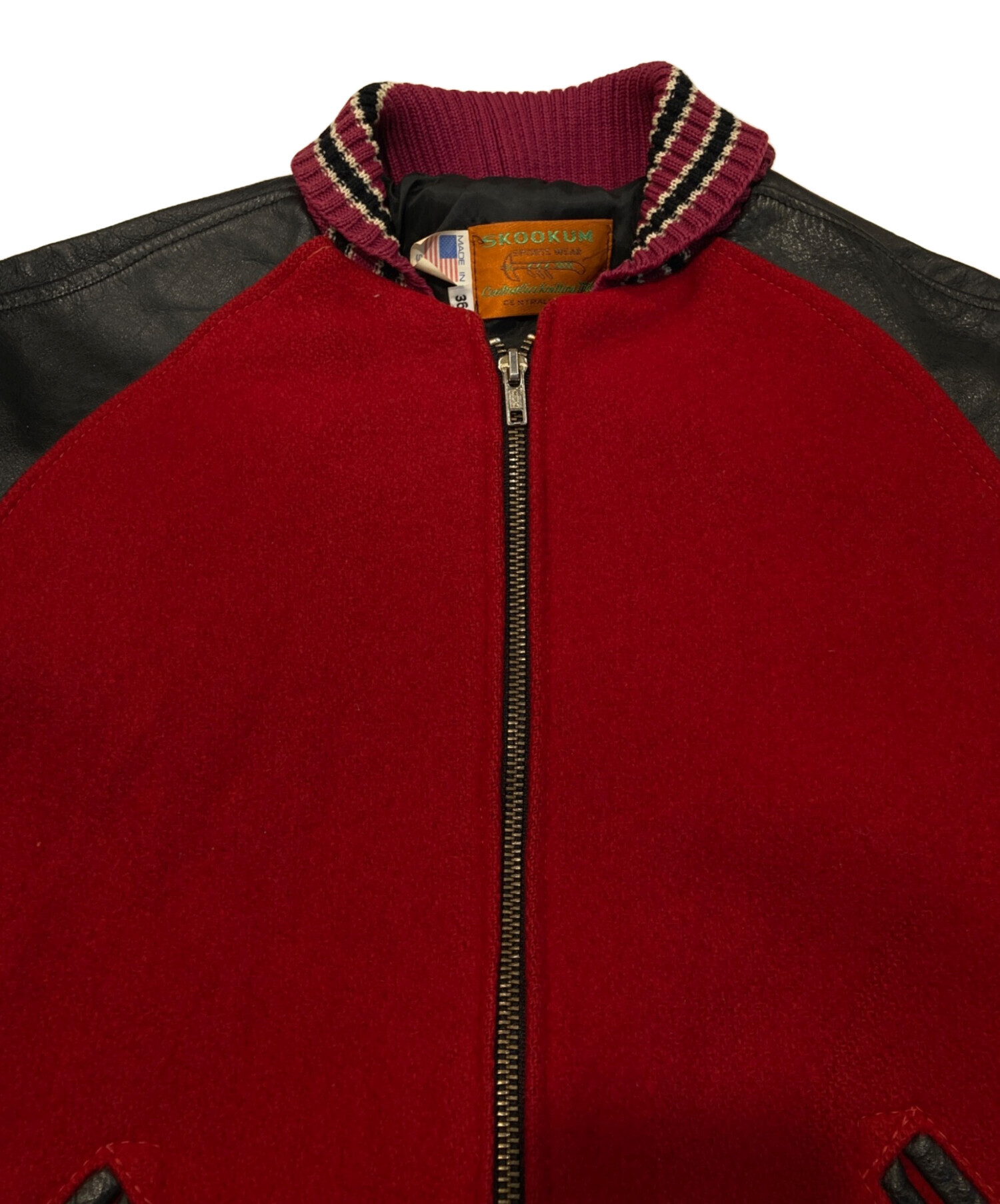 中古・古着通販】skookum (スクーカム) レザー切替スタジャン ブラック