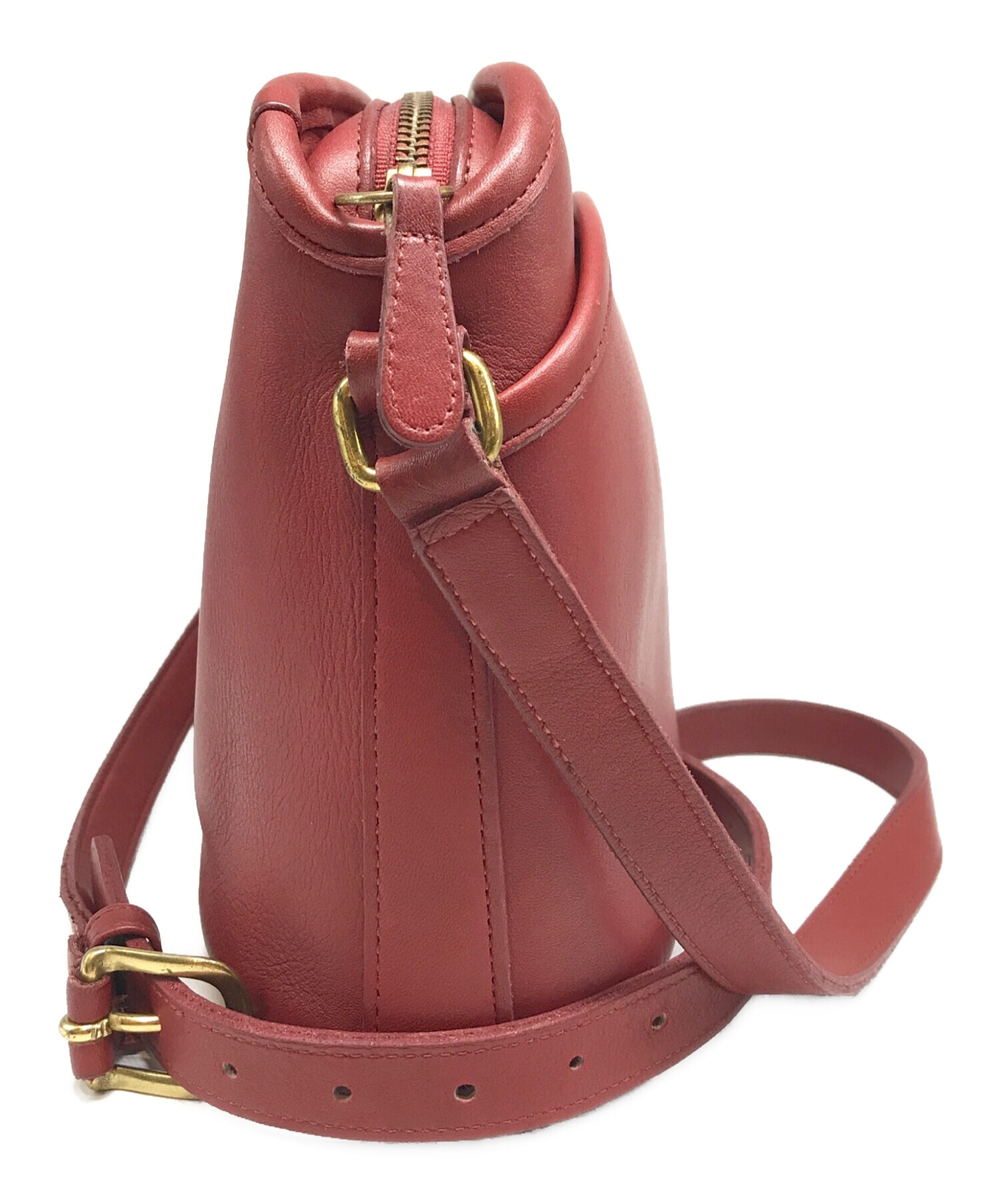 中古・古着通販】COACH (コーチ) レザーショルダーバッグ レッド 