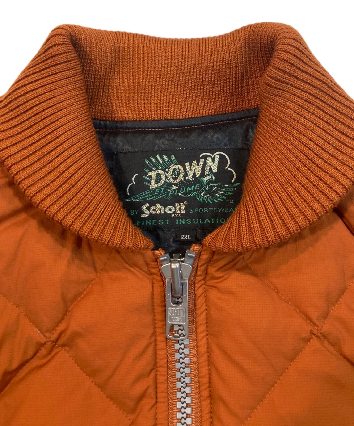 中古・古着通販】Schott (ショット) QUILTED DOWN JACKET オレンジ