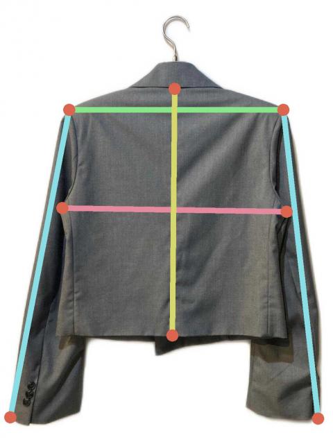 【新品未使用】【ACLENT】 ジャケット グレー 中古・古着通販】ACLENT (アクレント) エンブレムクロップドダブル