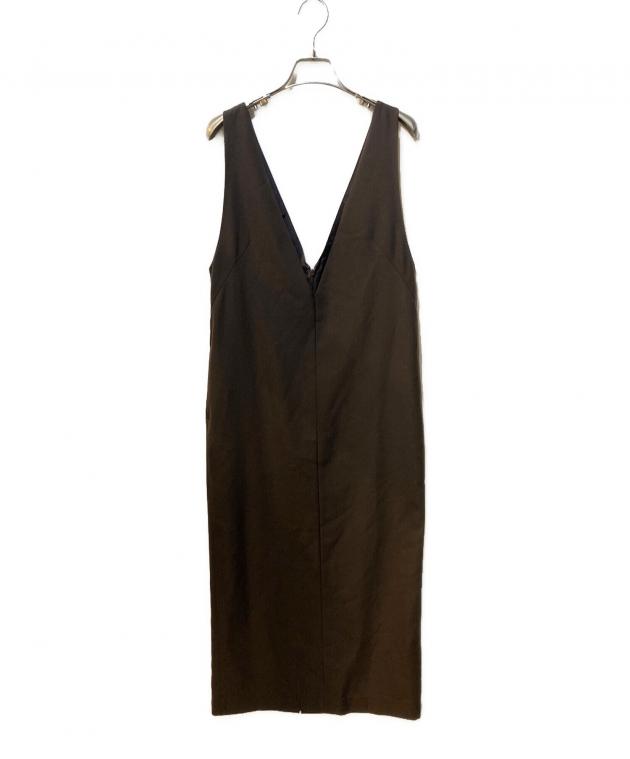 【美品】Noble Vネックワンピース ブラウン サイズ36 中古・古着通販】Noble (ノーブル) ストレートVネックワンピース