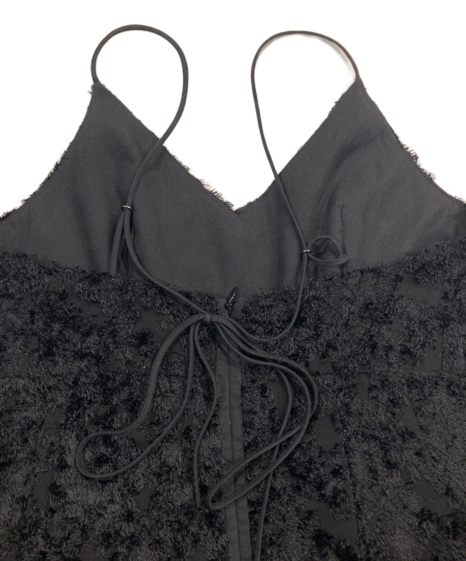 中古・古着通販】CLANE (クラネ) FRINGE CAMISOLE ALL IN ONE ブラック 