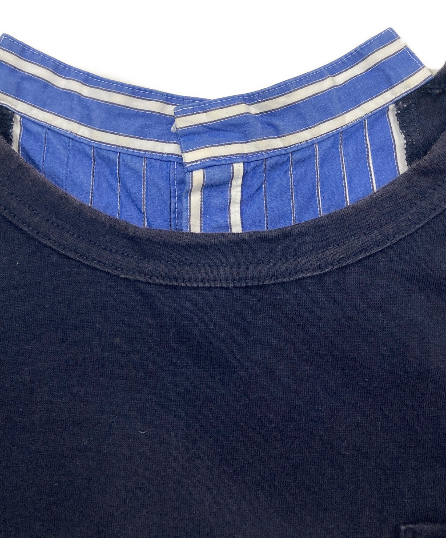 中古・古着通販】sacai (サカイ) ストライプ切替Tシャツ ネイビー