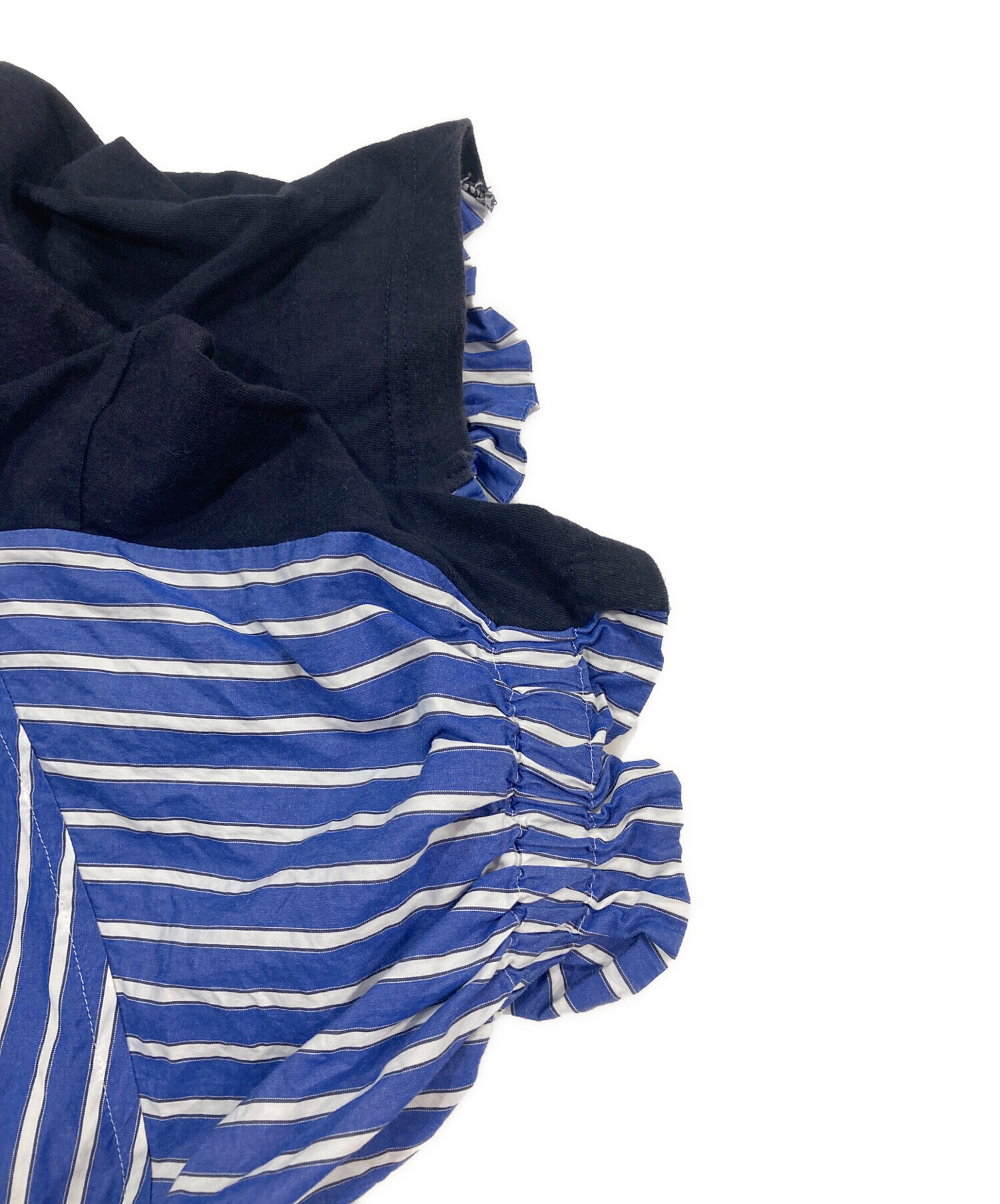 中古・古着通販】sacai (サカイ) ストライプ切替Tシャツ ネイビー