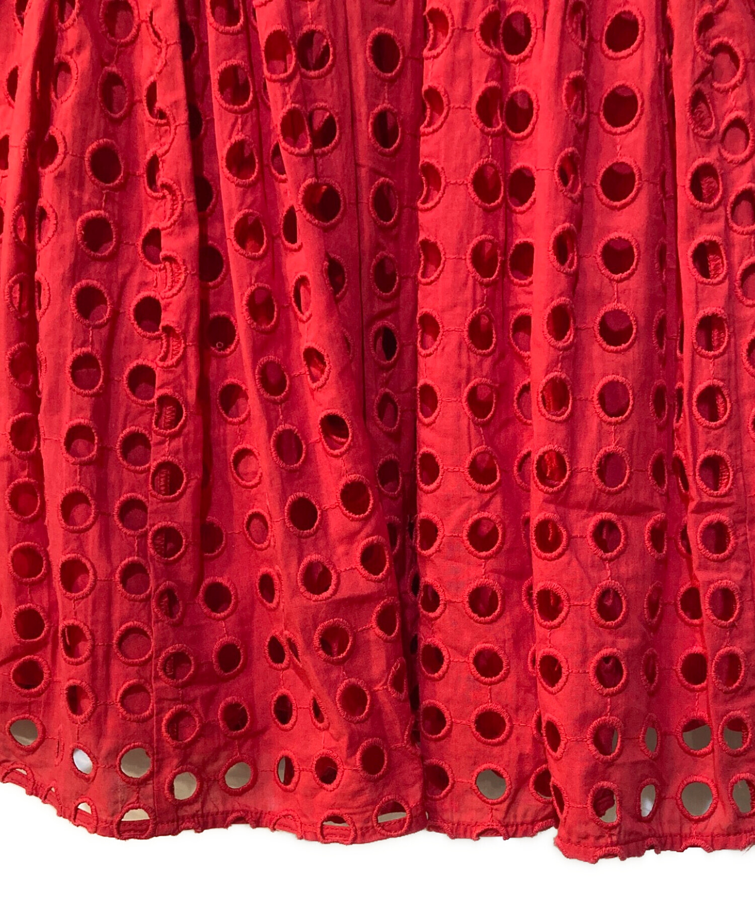 中古・古着通販】CLANE (クラネ) HOLE DOT SHIRRING TOPS レッド 