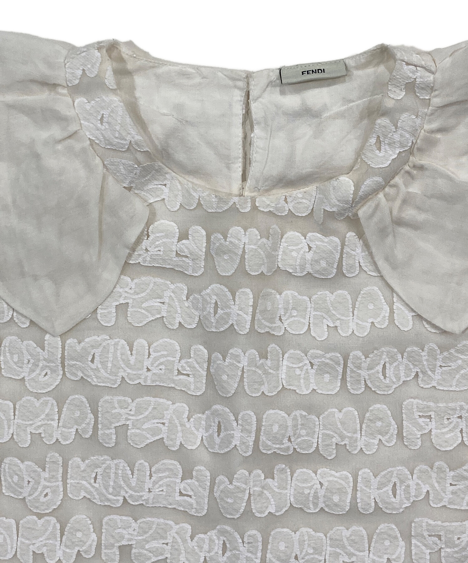 中古・古着通販】FENDI (フェンディ) ブランドロゴワンピース ホワイト