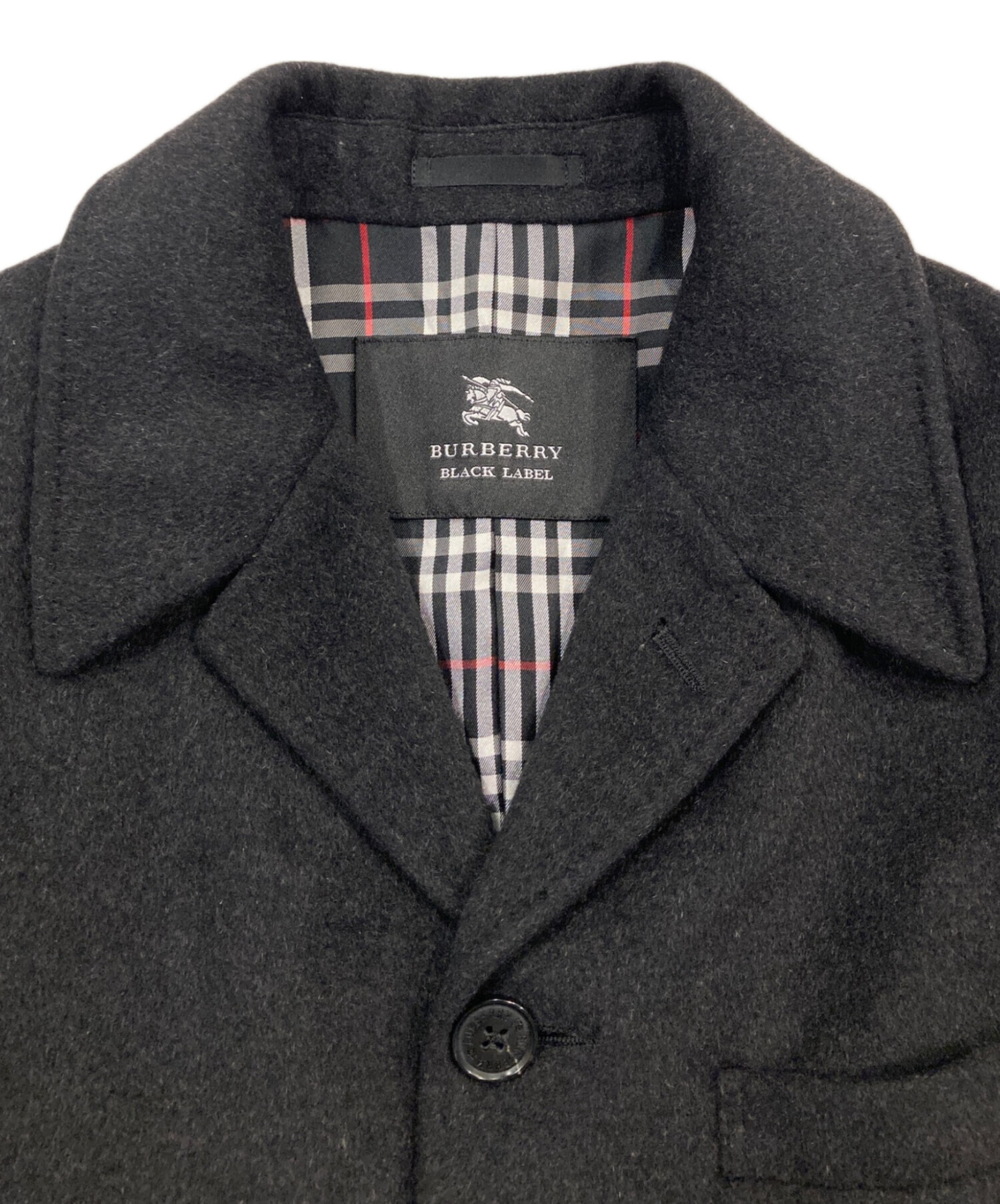 BURBERRY BLACK LABEL ブラック チェスターコート Sサイズ 中古・古着通販】BURBERRY BLACK LABEL (バーバリーブラックレーベル