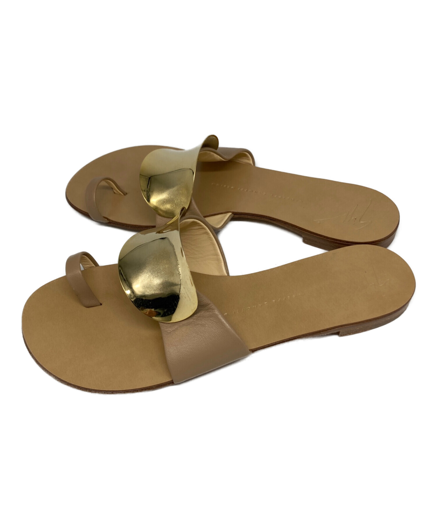 GIUSEPPE ZANOTTI レザーリボン付きベージュサンダル 高ヒール 中古・古着通販】GIUSEPPE ZANOTTI (ジュゼッペザノッティ) サンダル