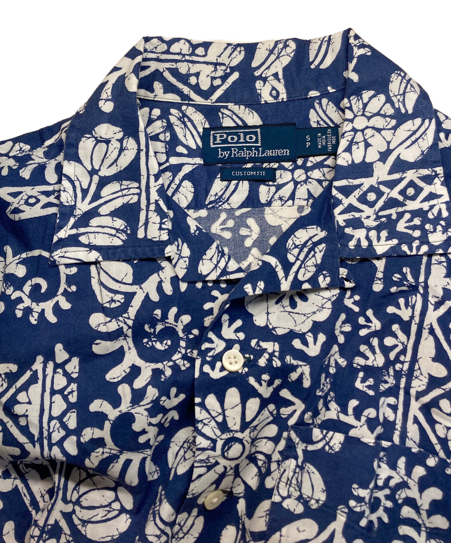 Polo Ralph Lauren ブラウス 0(XS位) 白x青x紺(総柄) 【古着】【中古】 中古・古着通販】POLO RALPH LAUREN (ポロ・ラルフローレン) アロハ