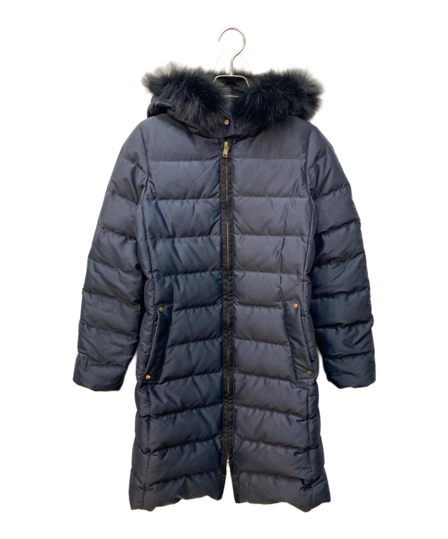 green label relaxing 濃紺 フォックスファー付きダウンコート 【公式