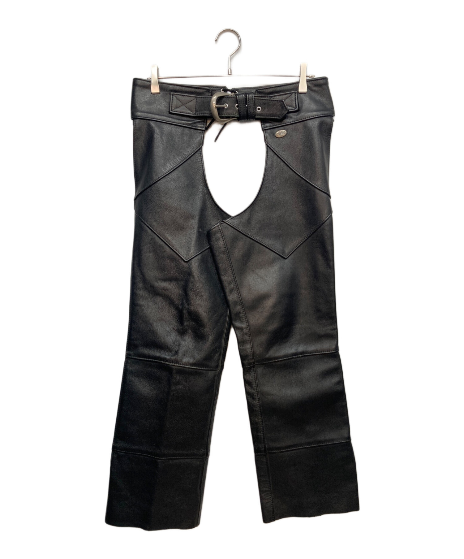 Harley-Davidson レザーオープンチャップス ブラック 中古・古着通販】HARLEY-DAVIDSON (ハーレーダビッドソン) レザー