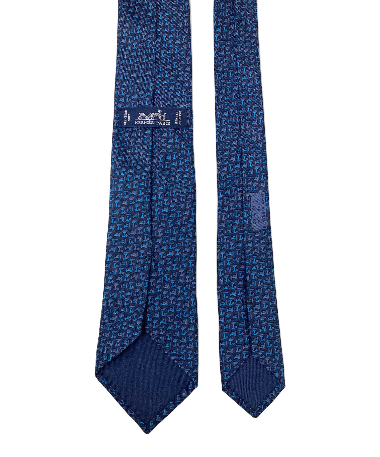 中古・古着通販】HERMES (エルメス) シルクネクタイ ネイビー サイズ