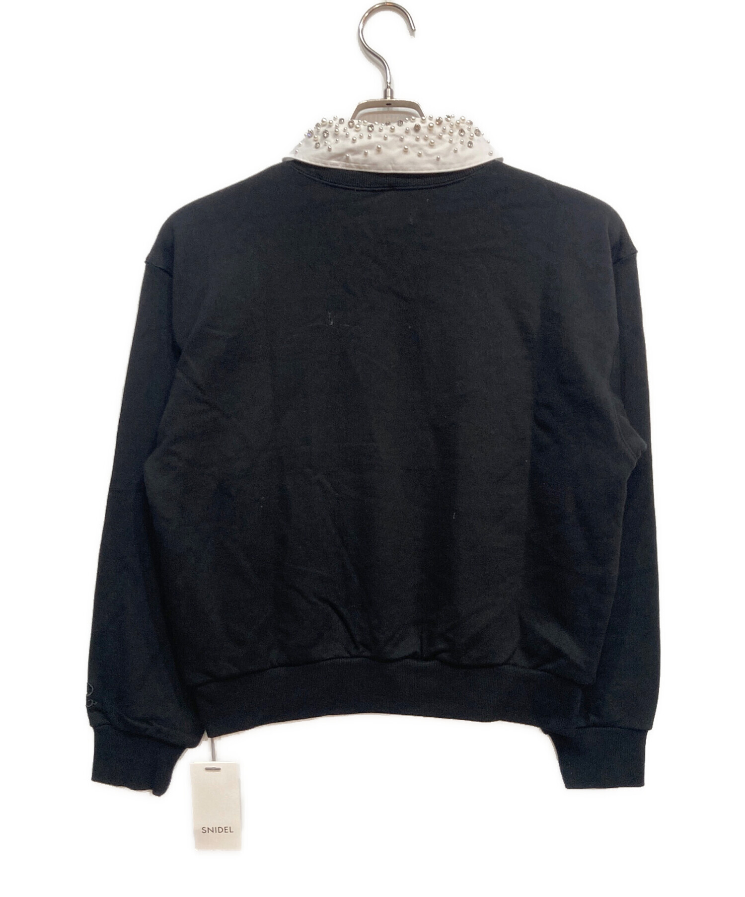 SNIDEL スナイデル　ビジュー衿スウェット　ブラック 中古・古着通販】Snidel (スナイデル) ビジュー衿スウェット ブラック