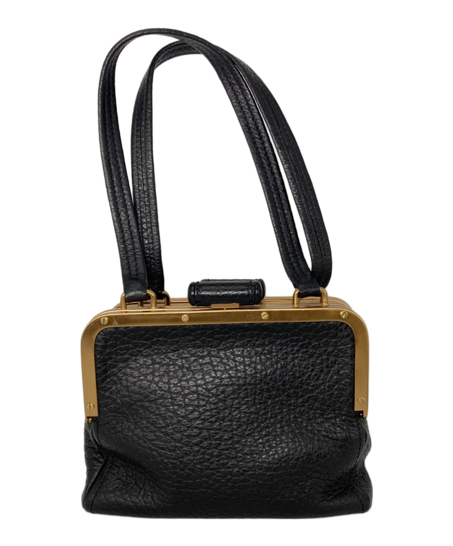 中古・古着通販】PRADA (プラダ) ガマ口レザートートバック ブラック