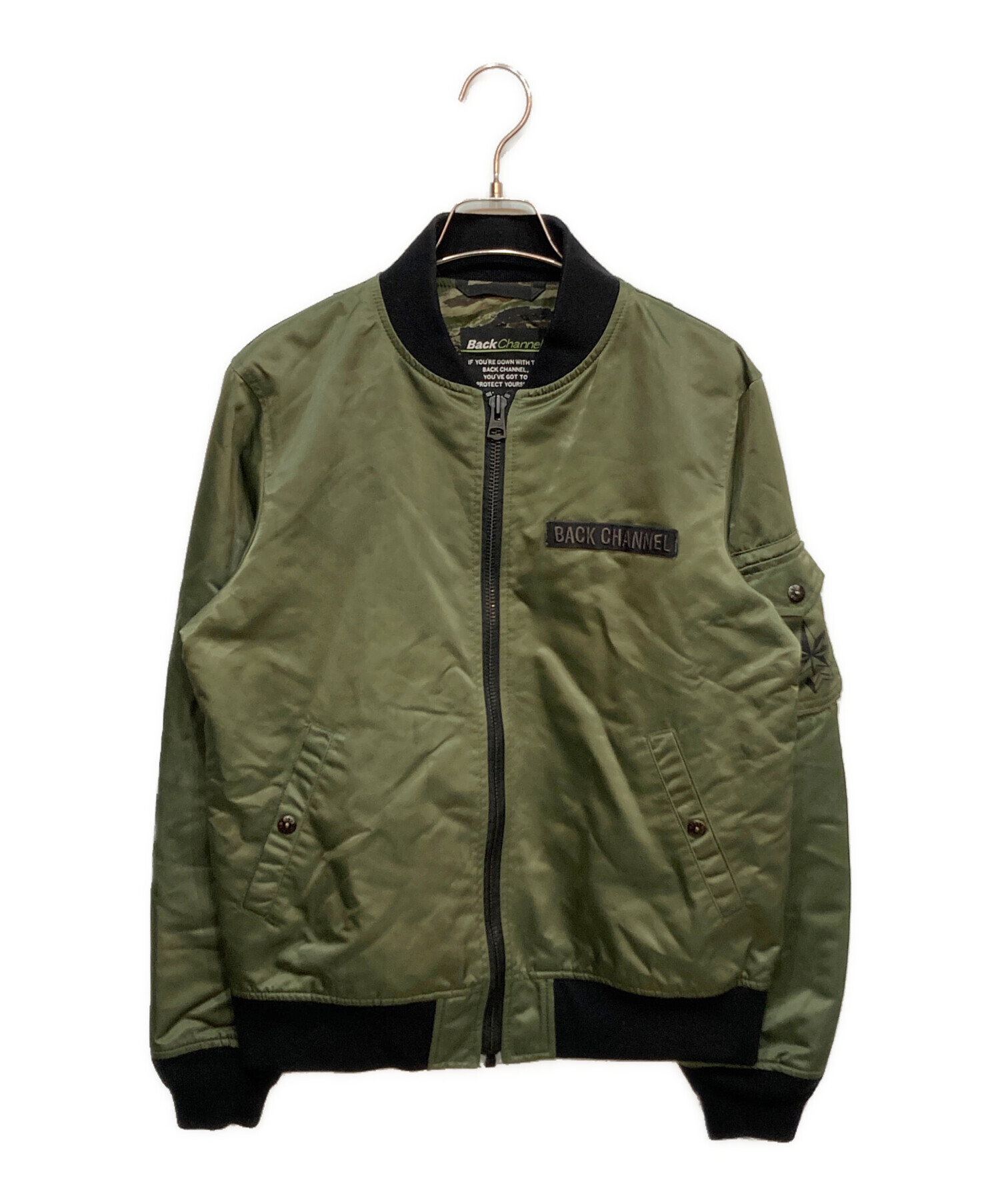 本日限定価格BACK CHANNEL MA-1ジャケット オリーブ 中古・古着通販】BACK CHANNEL (バックチャンネル) MA-1ジャケット
