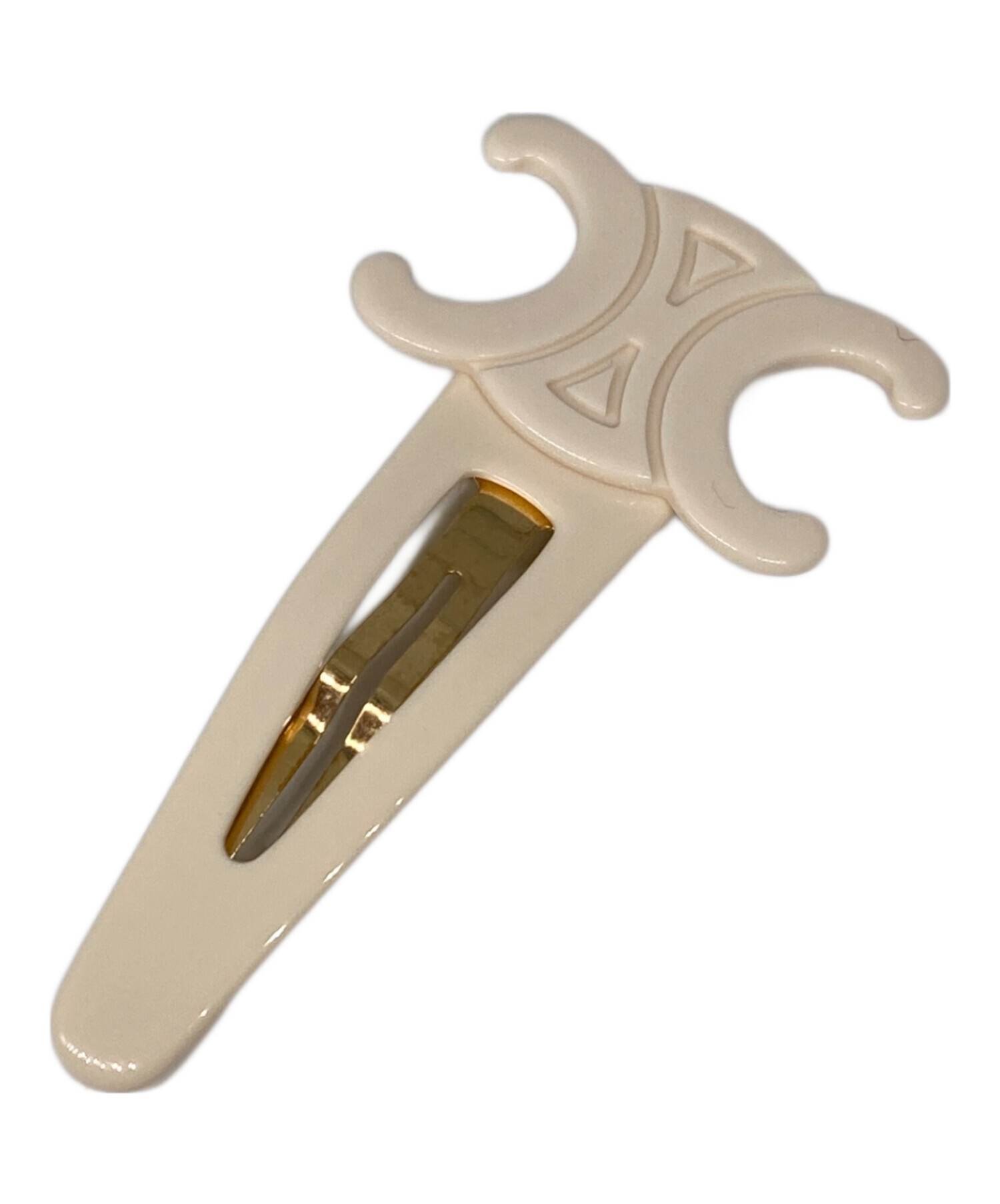 セリーヌ トリオンフ ラージ スナップ ヘアクリップ アイボリー 中古・古着通販】CELINE (セリーヌ) トリオンフラージスナップヘア