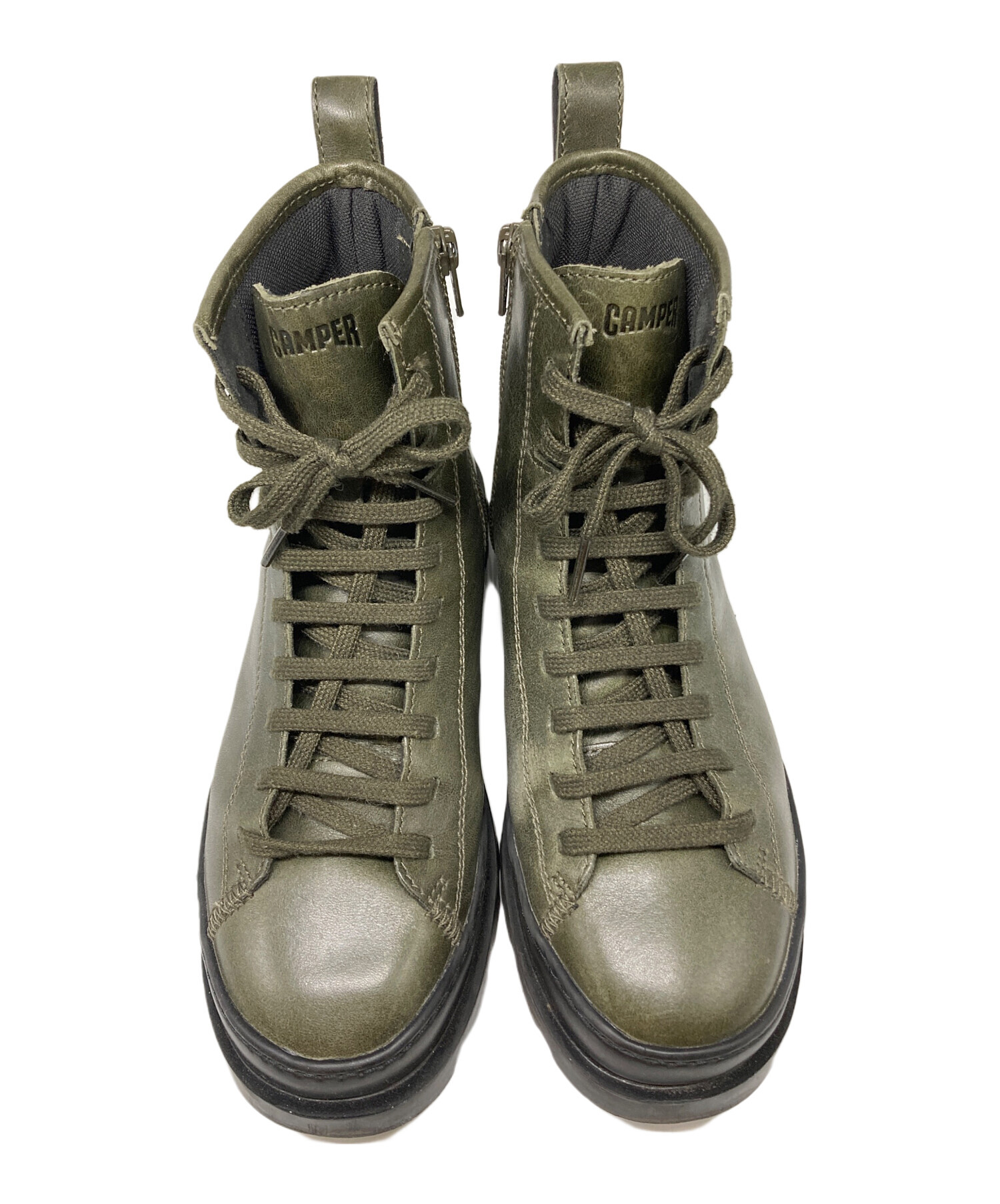 新品未使用！Camper ハイカットスニーカー ベージュ/グリーン 中古・古着通販】CAMPER (カンペール) BRUTUS ハイカットスニーカー