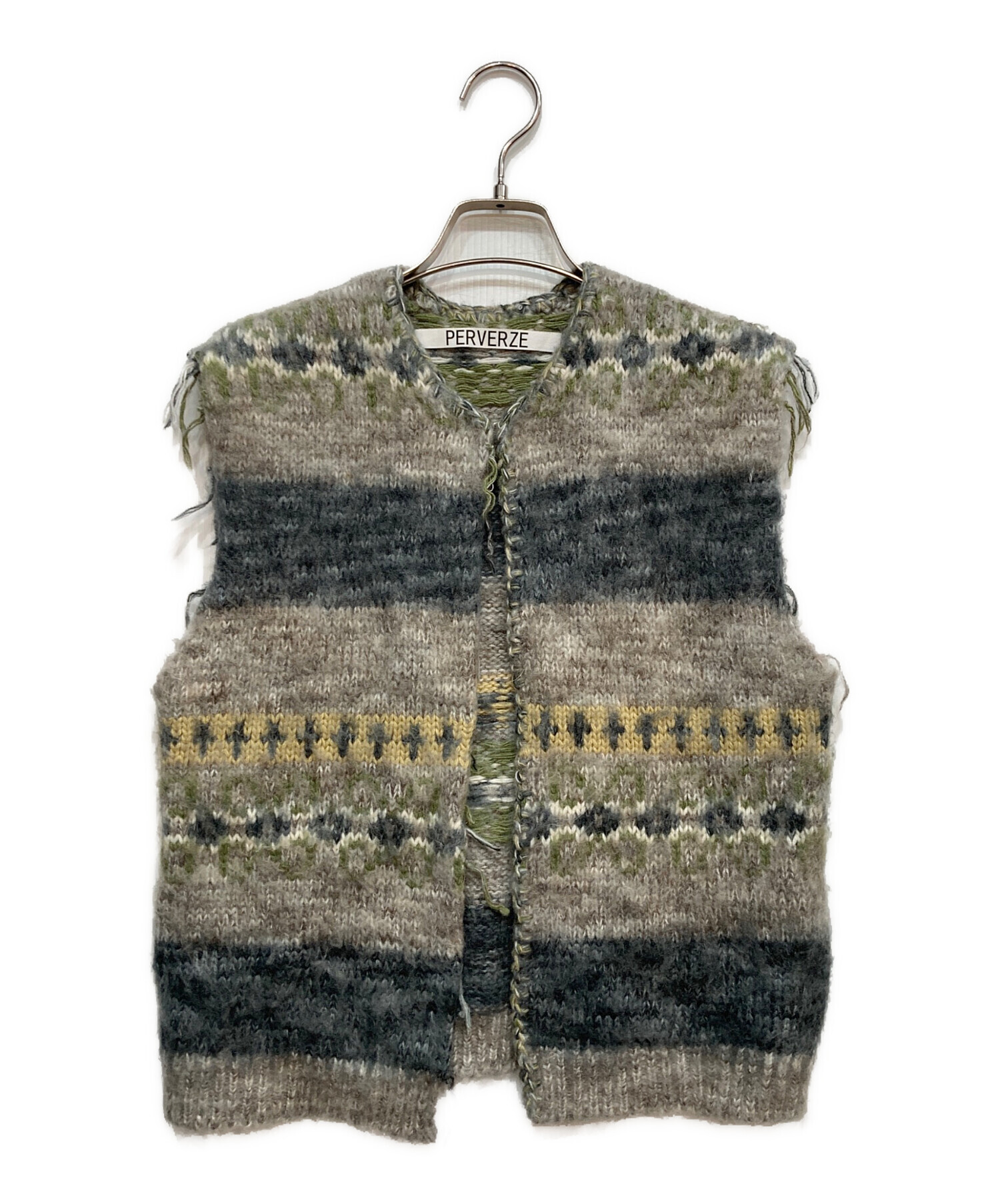 中古・古着通販】PERVERZE (パーバーズ) Blend Border Knit Vest