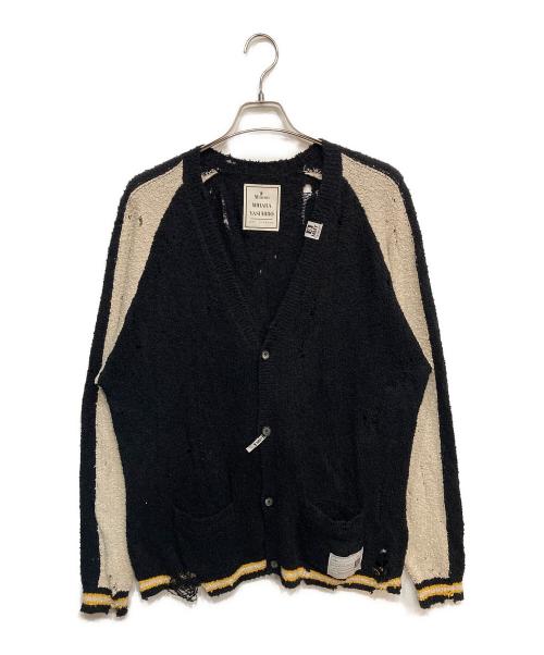 【新品未使用】 美品 メゾンミハラヤスヒロ　カーディガン　厚手 ニット ブラック メゾン ミハラヤスヒロ Maison MIHARA YASUHIRO Bleached Knit
