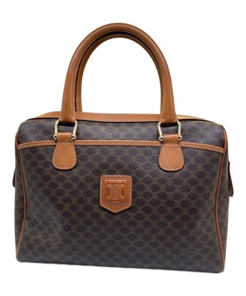CELINE マカダム柄ミニボストンバッグ ベージュ/ブラウン 中古・古着通販】CELINE (セリーヌ) マカダム柄ミニボストンバッグ