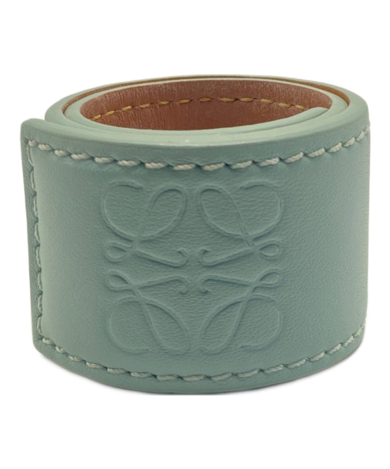 希少✨美品✨ロエベ　バングル　アナグラム　キャンバスレザー　ロゴ金具　青 中古・古着通販】LOEWE (ロエベ) アナグラム レザーバングル スカイ