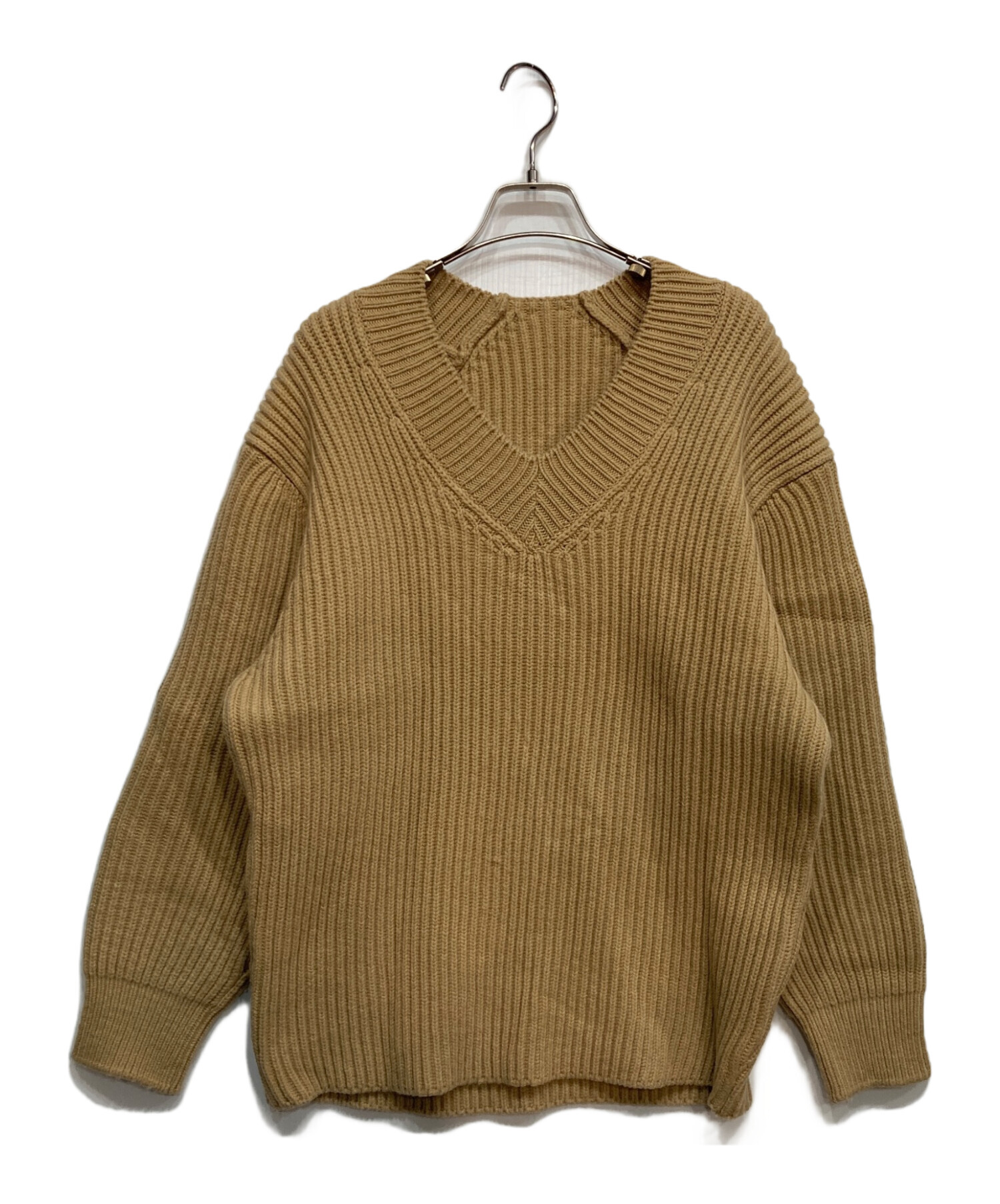 DeuxiemeClasse J-CODE アゼ Vネックプルオーバー ベージュ 中古・古着通販】MUSE de Deuxieme Classe (ミューズ ドゥーズィエム