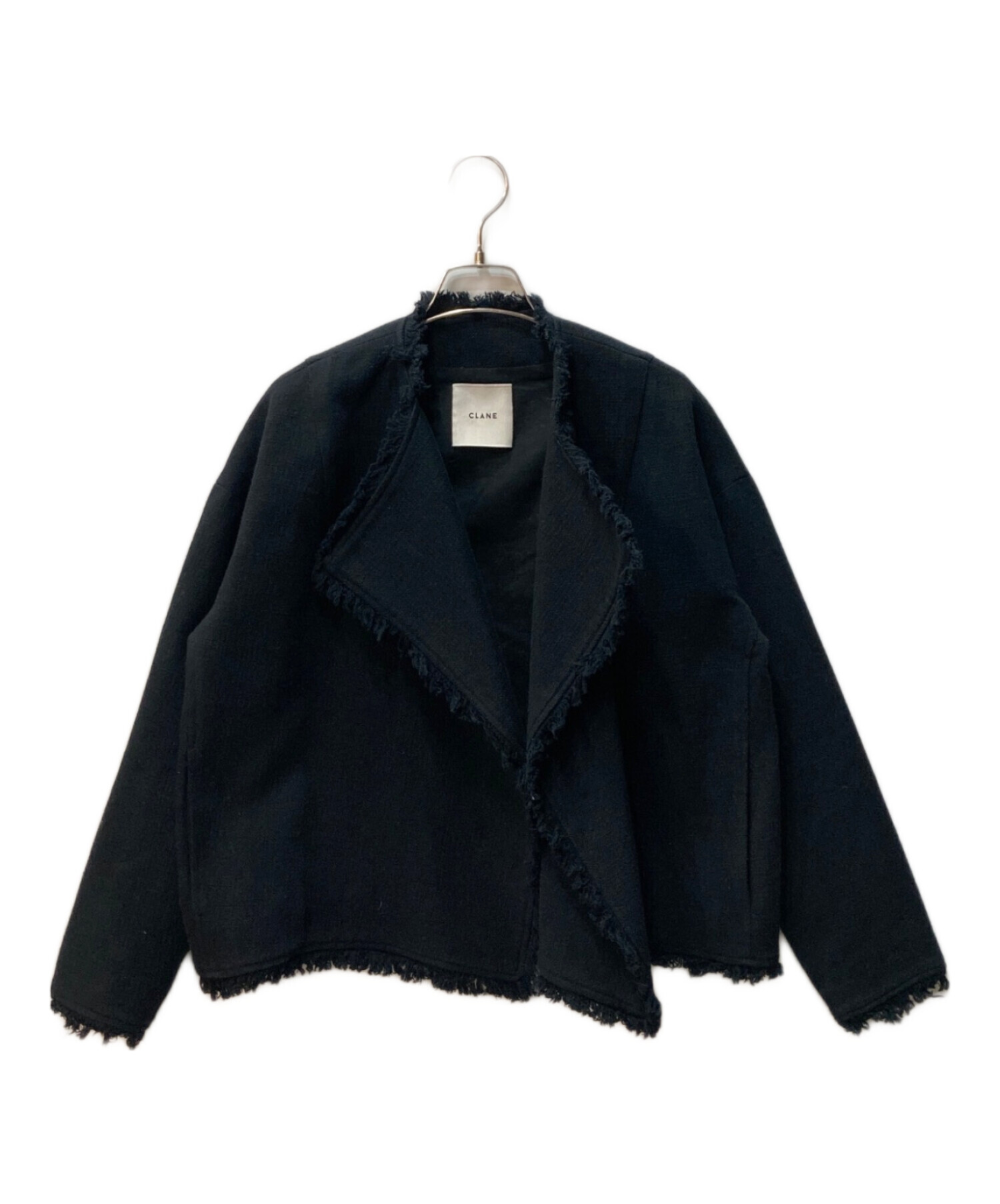 中古・古着通販】CLANE (クラネ) BIG COLLAR FRINGE JACKET ブラック 