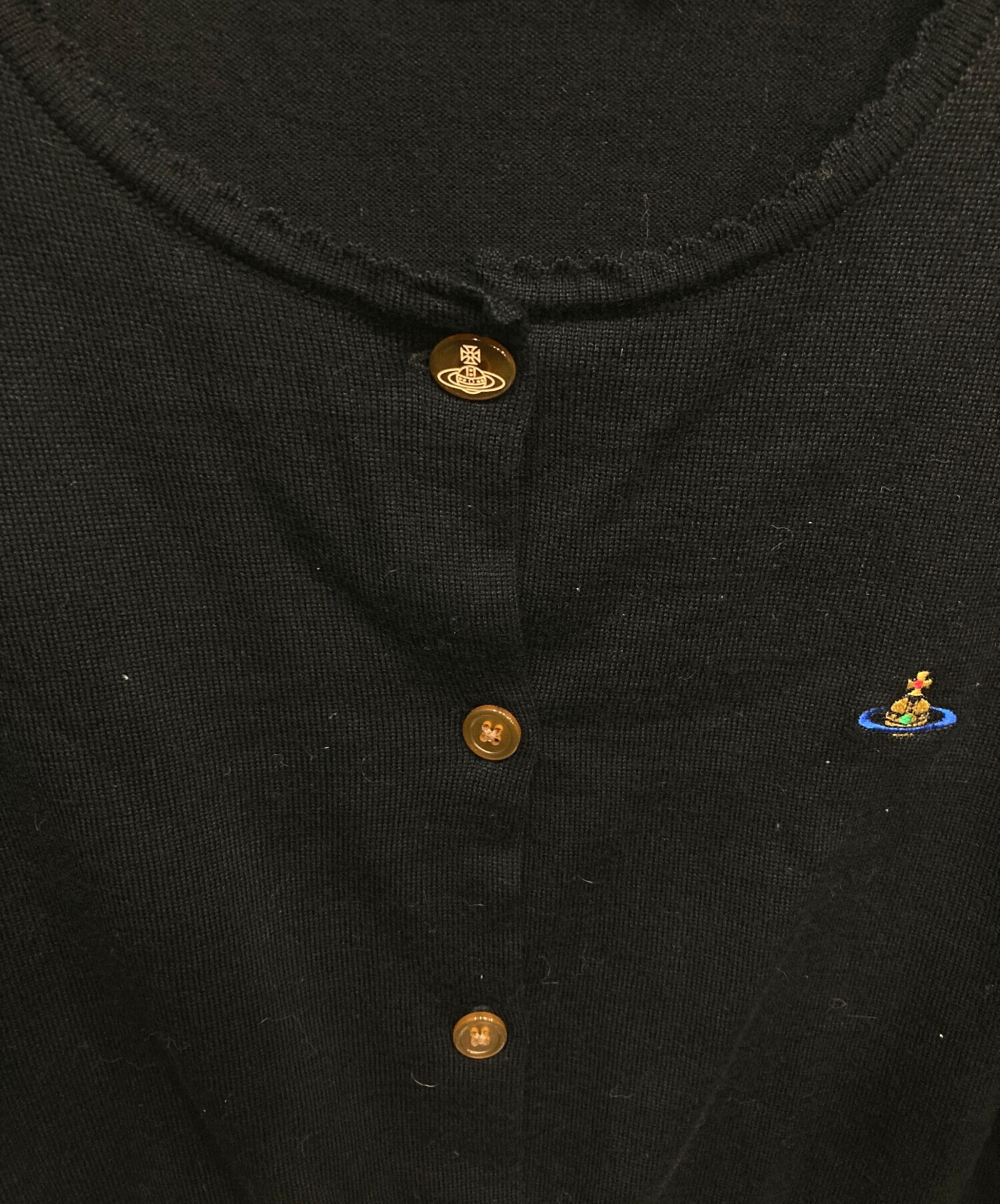 ヴィヴィアン・ウエストウッド　カーディガン　刺繍ロゴ　Lサイズ　ブラック　古着 ヴィヴィアン・ウエストウッド カーディガン 刺繍ロゴ Lサイズ