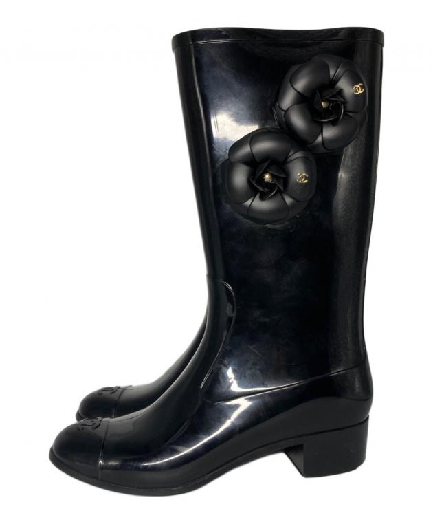 CHANEL シャネル　カメリア  レインブーツ　バイカラー　size39 CHANEL シャネルカメリア レインブーツバイカラーsize39