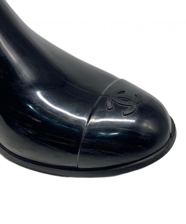 中古・古着通販】CHANEL (シャネル) カメリア レイン ブーツ ブラック