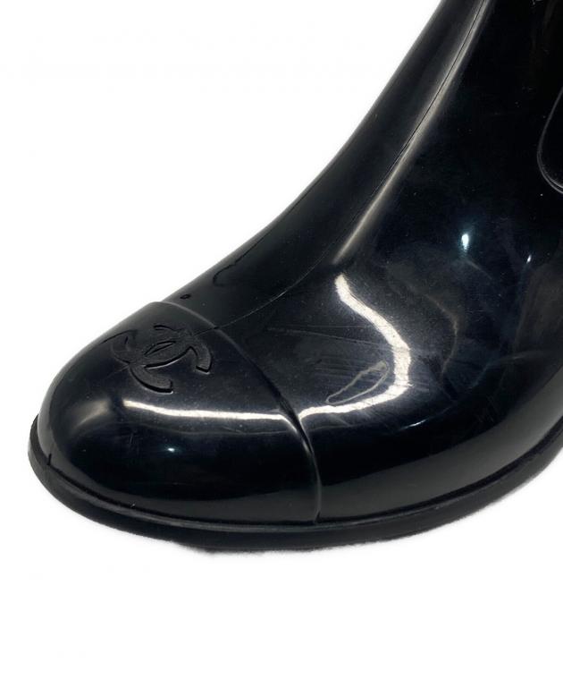 中古・古着通販】CHANEL (シャネル) カメリア レイン ブーツ ブラック