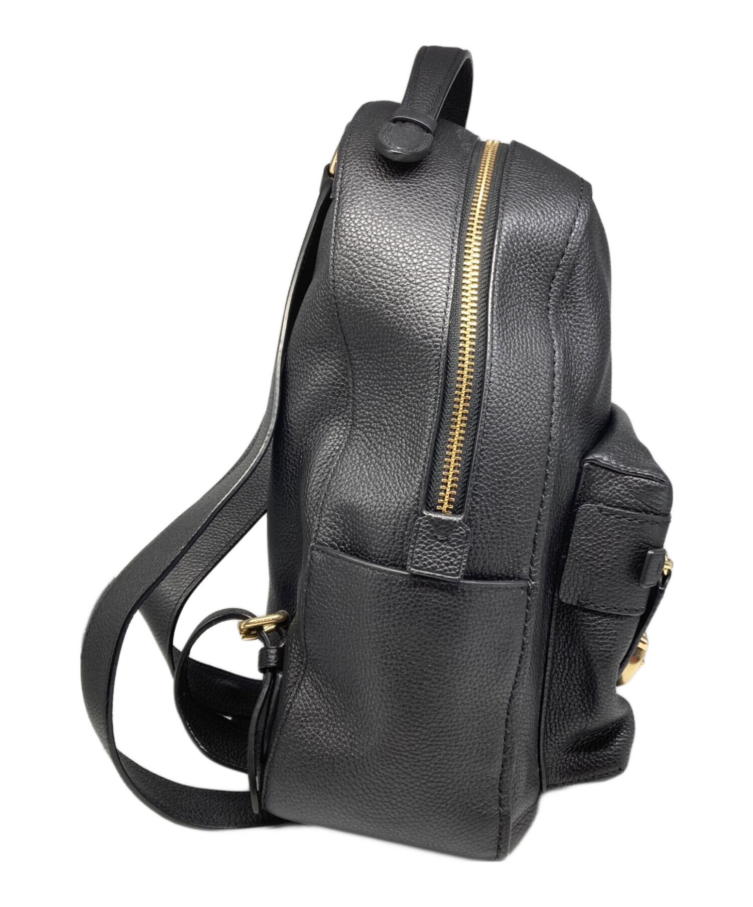 中古・古着通販】COACH (コーチ) ターンロックレザーリュック ブラック