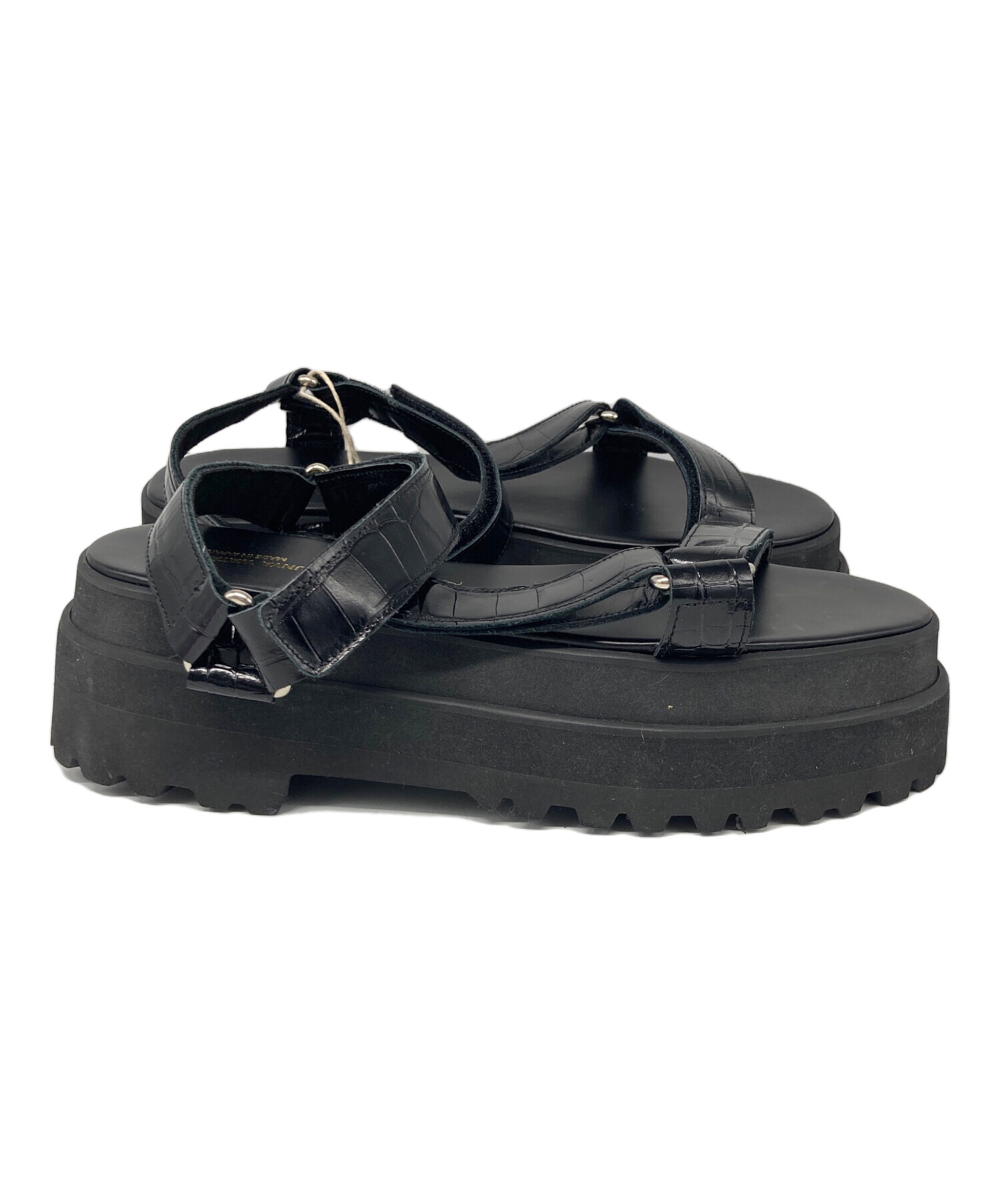 トリコ コムデギャルソン 22.5 レザー ストラップ サンダル ぺたんこ 黒 中古・古着通販】JUNYA WATANABE COMME des GARCONS ((ジュンヤ