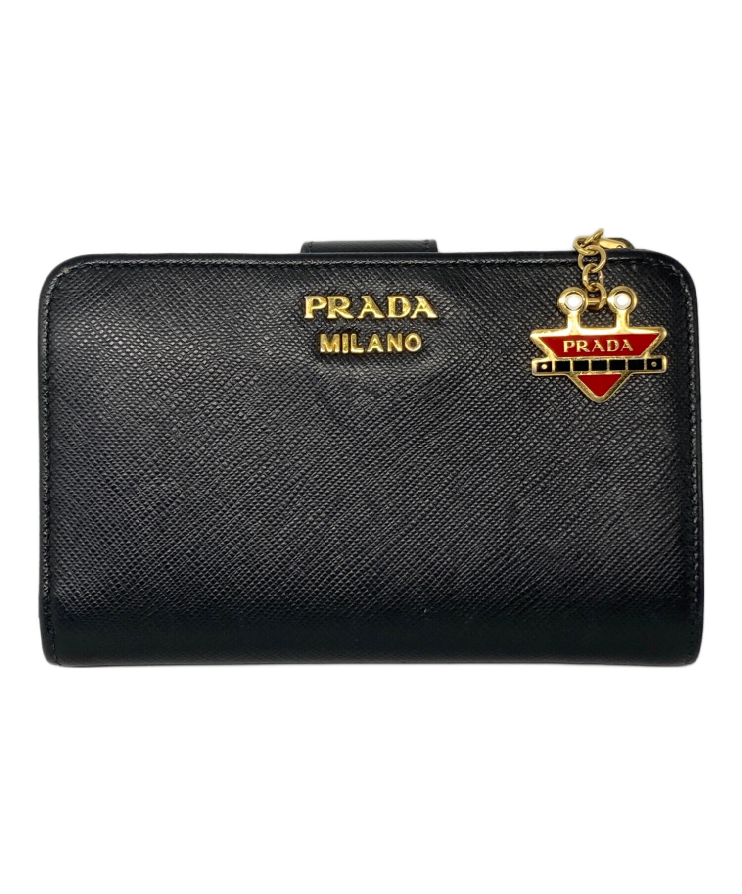 【倉吉店】 中古 PRADA | プラダ 二つ折り財布 サフィアーノレザー 財布 1ML018 サフィアーノ ブラック 【125】 プラダ PRADA サフィアーノ 二つ折り財布 1ML018 ブラック レザー