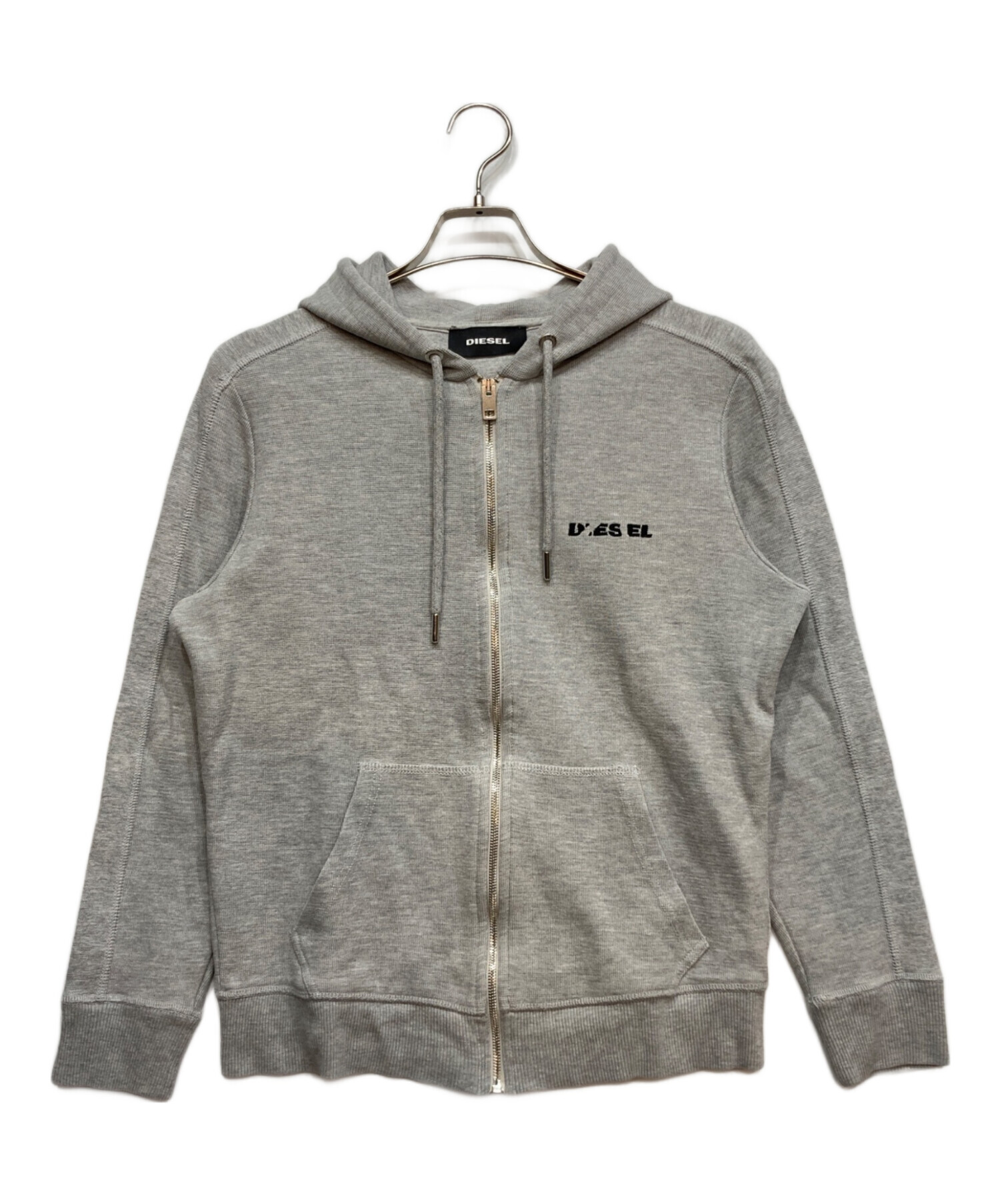 DIESEL フルジップパーカー s グレー/ホワイト archive y2k 中古・古着通販】DIESEL (ディーゼル) ジップパーカー グレー サイズ:M