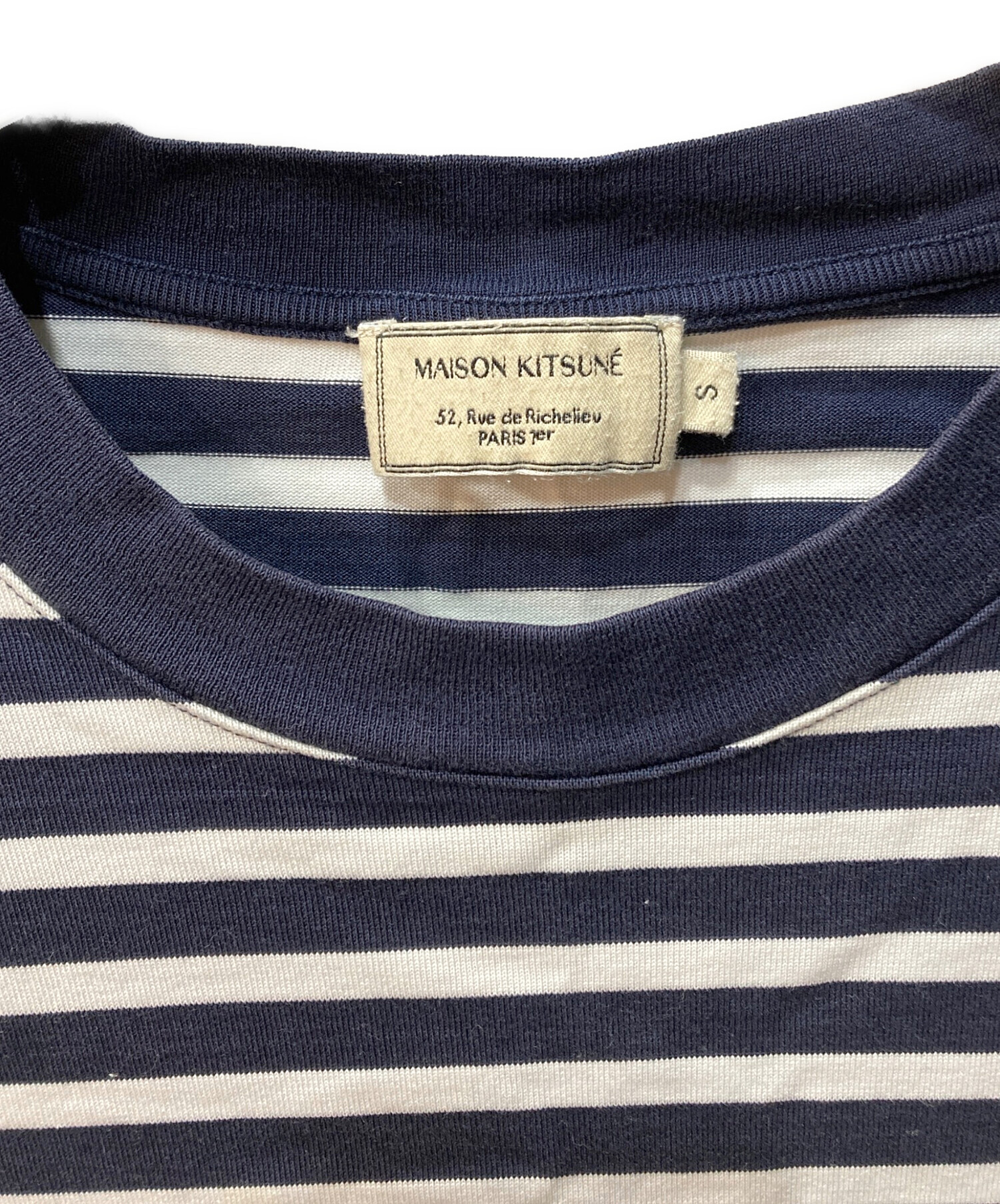 【美品／タグ有】MAISON KITSUNÉ ストライプ Tシャツ M 中古・古着通販】maison kitsune (メゾンキツネ) TRICOLOR FOX PATCH