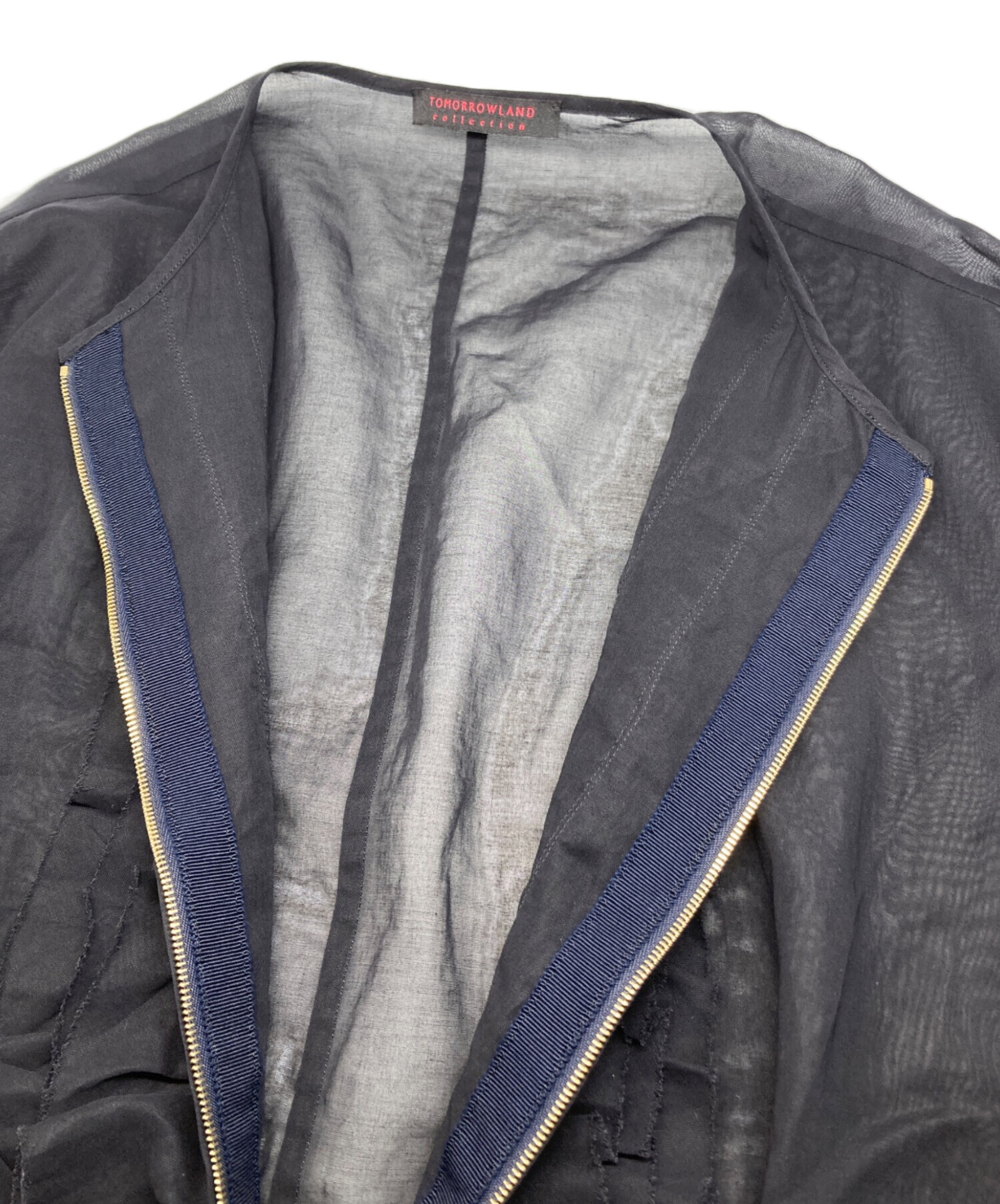 美品 TOMORROWLAND collection トゥモローランドコレクション ルコットンオーガンジー ネックリボンブラウス サイズ36 ブラウン レディース 古着 中古 USED トゥモローランドコレクション TOMORROWLAND collection ルコットン
