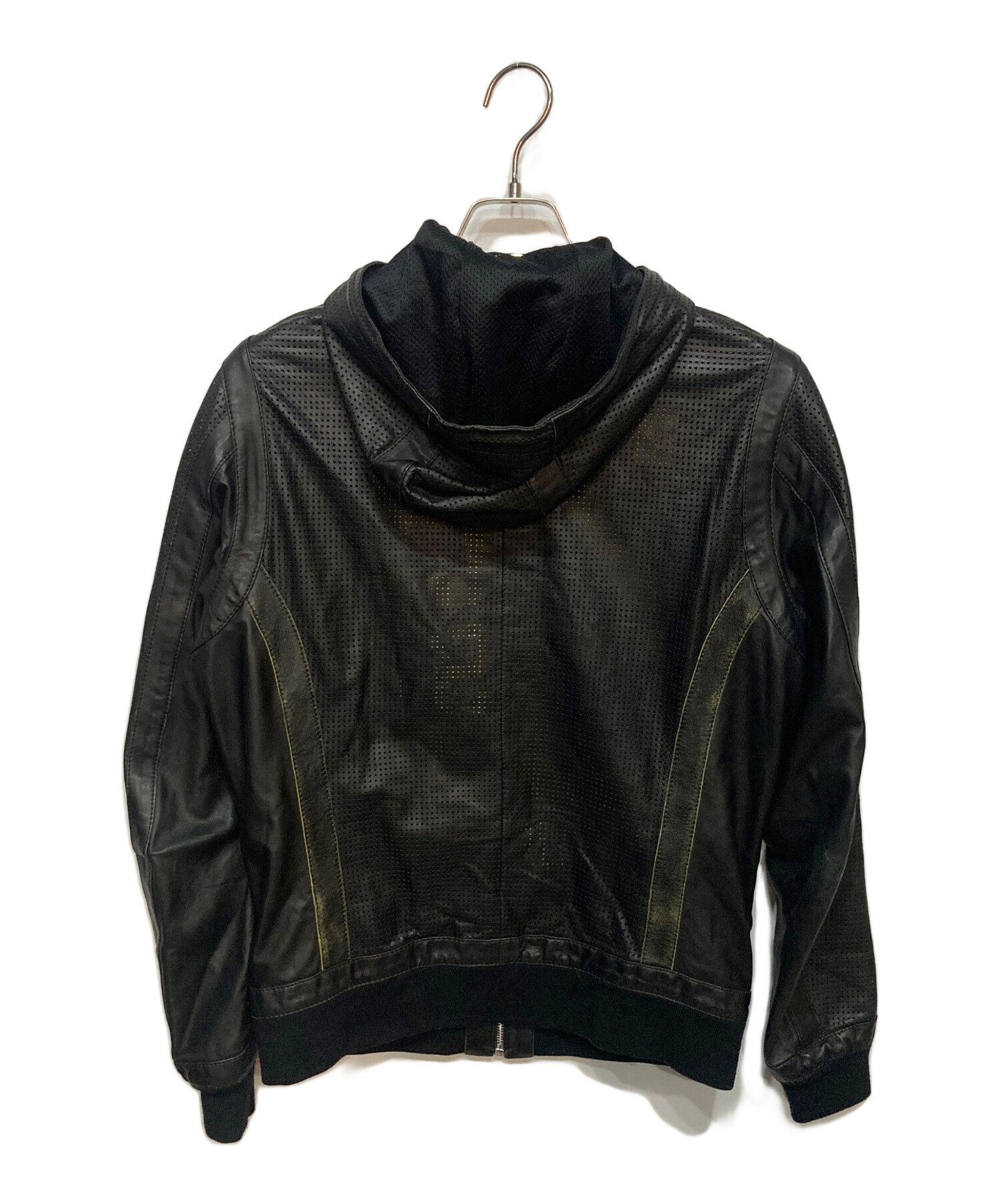 中古・古着通販】DIESEL (ディーゼル) ラムレザーフーデットジャケット