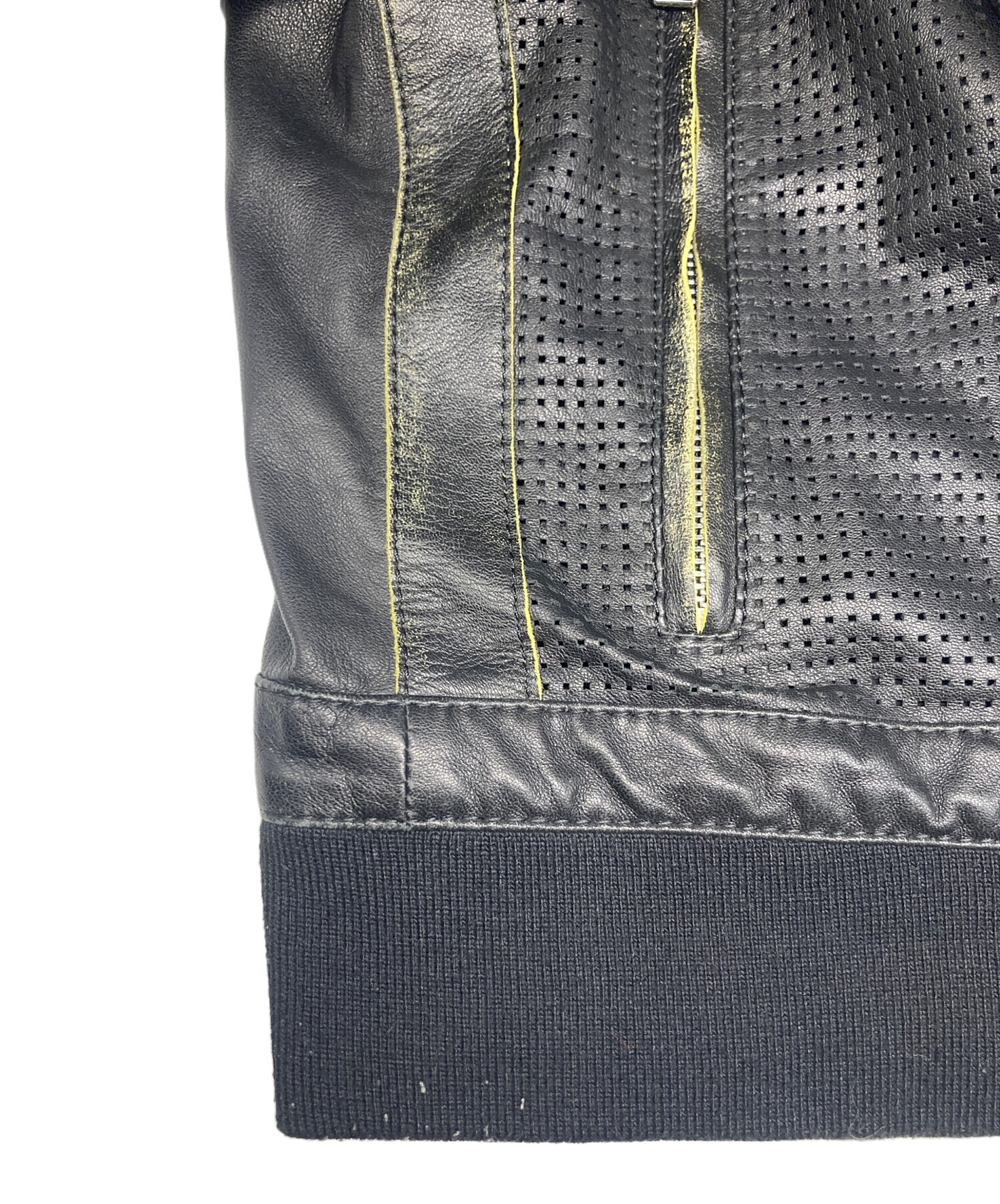 未使用 タグ有り ディーゼル ラムレザー コットン 切り替え コンビ 中古・古着通販】DIESEL (ディーゼル) ラムレザーフーデットジャケット