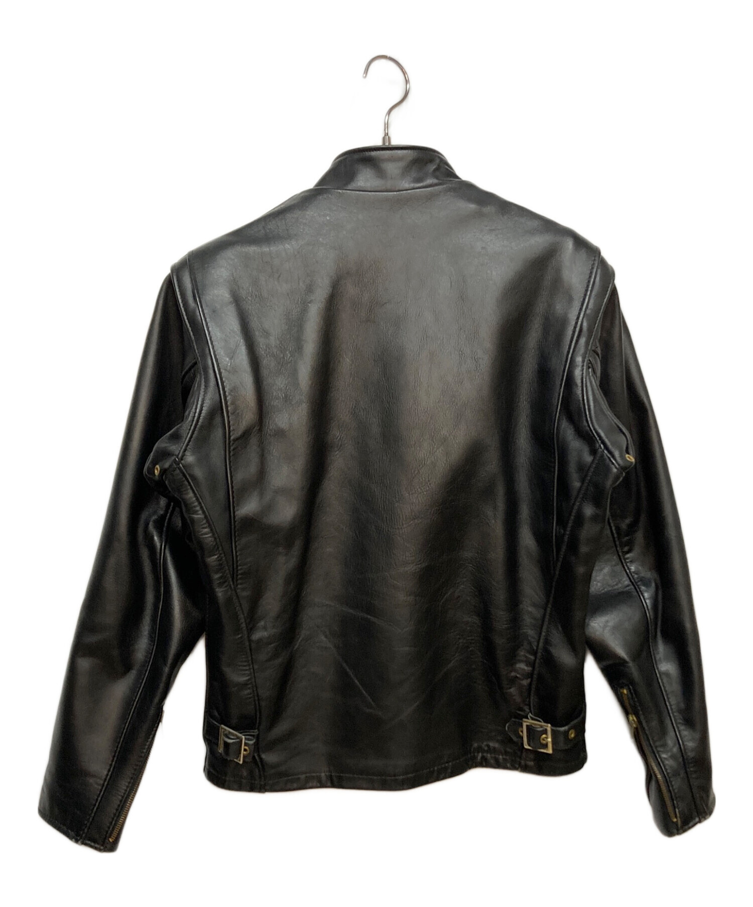 ショット シングルライダース レザージャケット 36 ボアライナー ブラック 中古・古着通販】Schott (ショット) ボアライナー付 レザーシングル