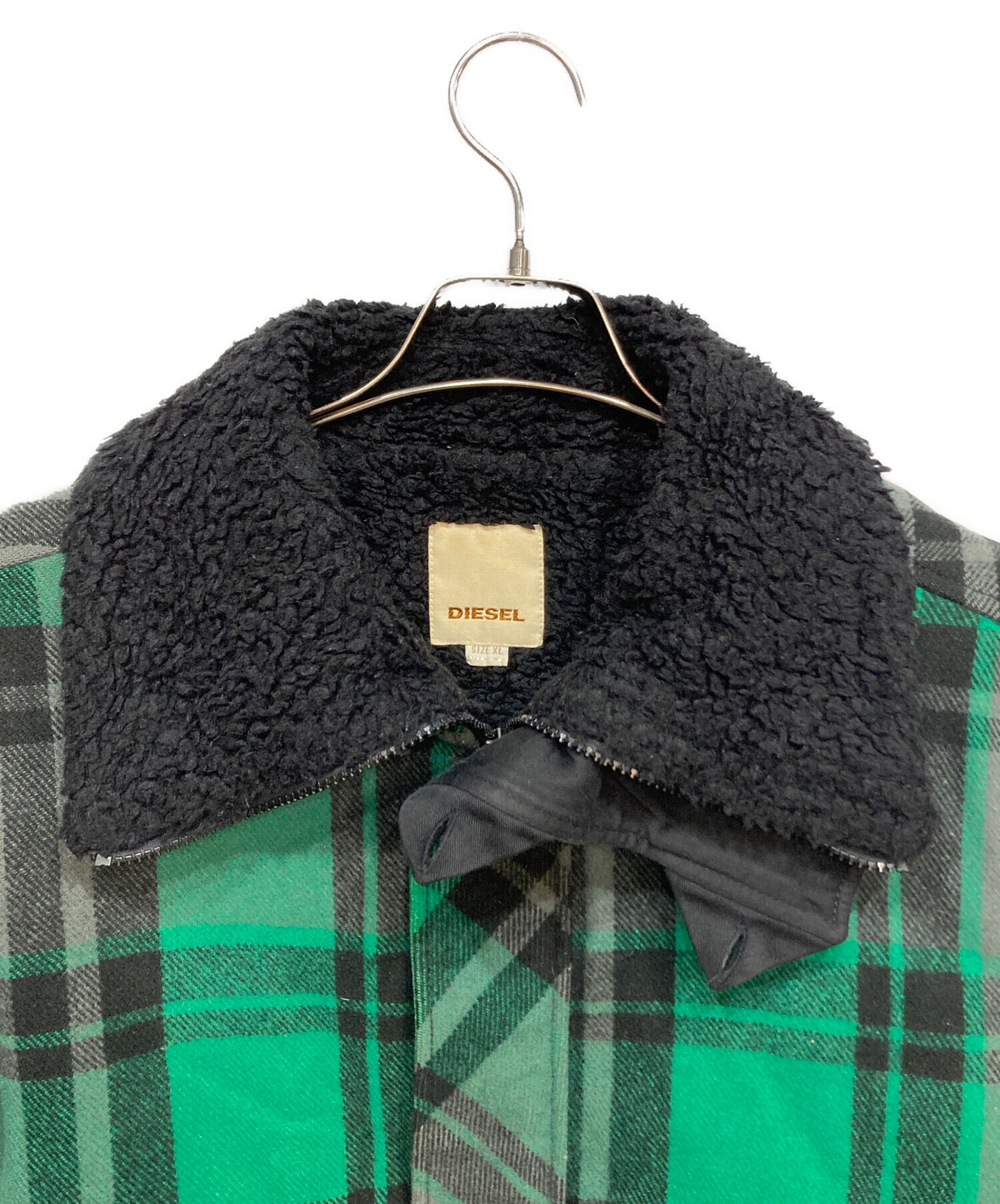 DIESEL 定価100,000円 チェック オーバーサイズ コート！！ 中古・古着通販】DIESEL (ディーゼル) チェックボアブルゾン グリーン