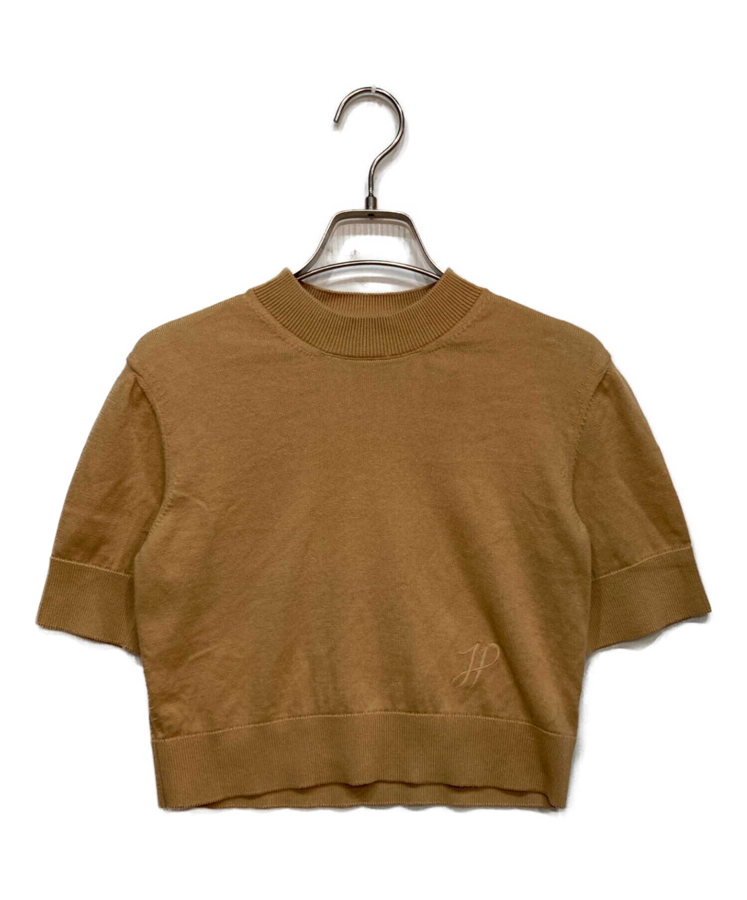 中古・古着通販】patou (パトゥ) ジャカード 半袖 ニット ベージュ