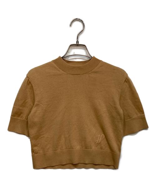 中古・古着通販】patou (パトゥ) ジャカード 半袖 ニット ベージュ