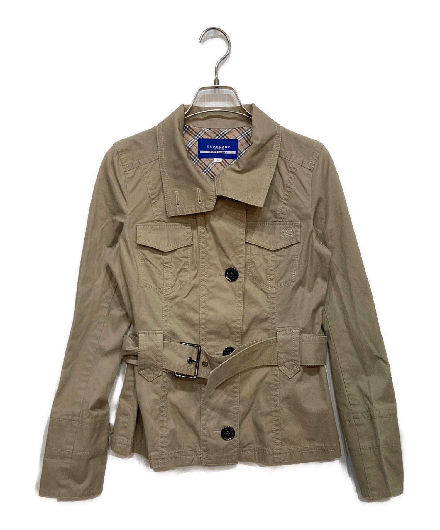 バーバリーブルーレーベル サファリジャケット ベルト付き ホース刺繍 春アウター 中古・古着通販】BURBERRY BLUE LABEL (バーバリー ブルー レーベル