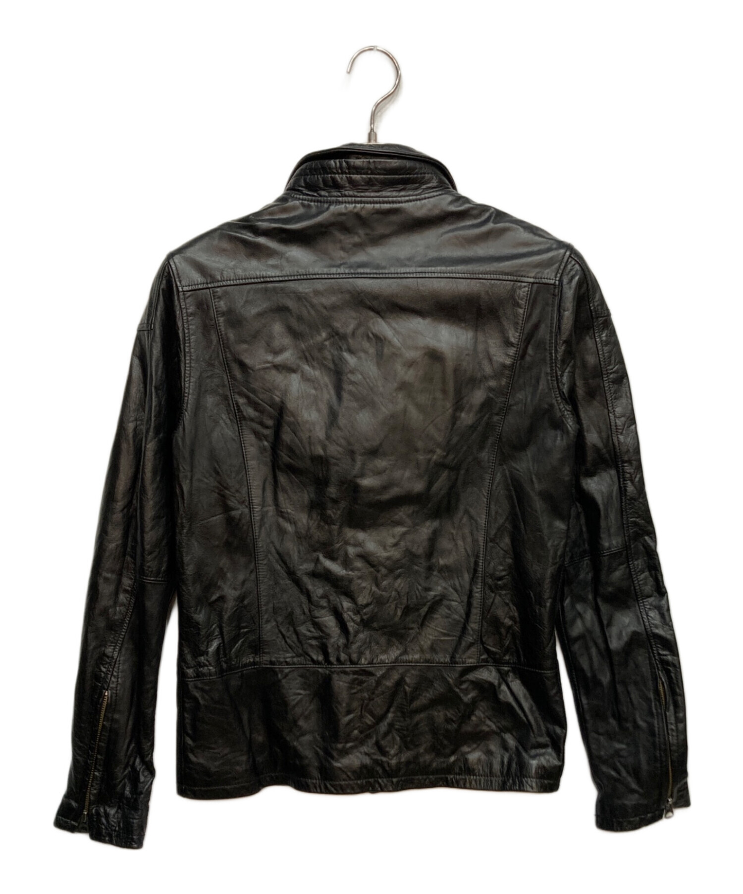 日本製 牛革◆シャマ ｓｈａｍａ レザージャケット 黒 Ｓ◆ライダース革ブルゾン 中古・古着通販】Shama (シャマ) カウレザー ライダース ジャケット